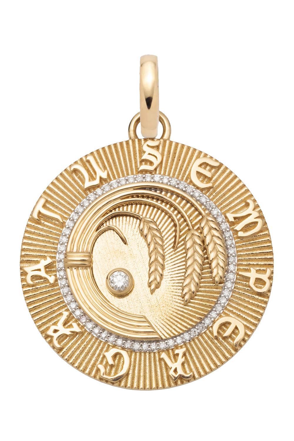 Diamond Infinite Gratitude Braided Wheat Large Medallion-YELLOW GOLD-JEWELRYFINE JEWELPENDANT-FOUNDRAE