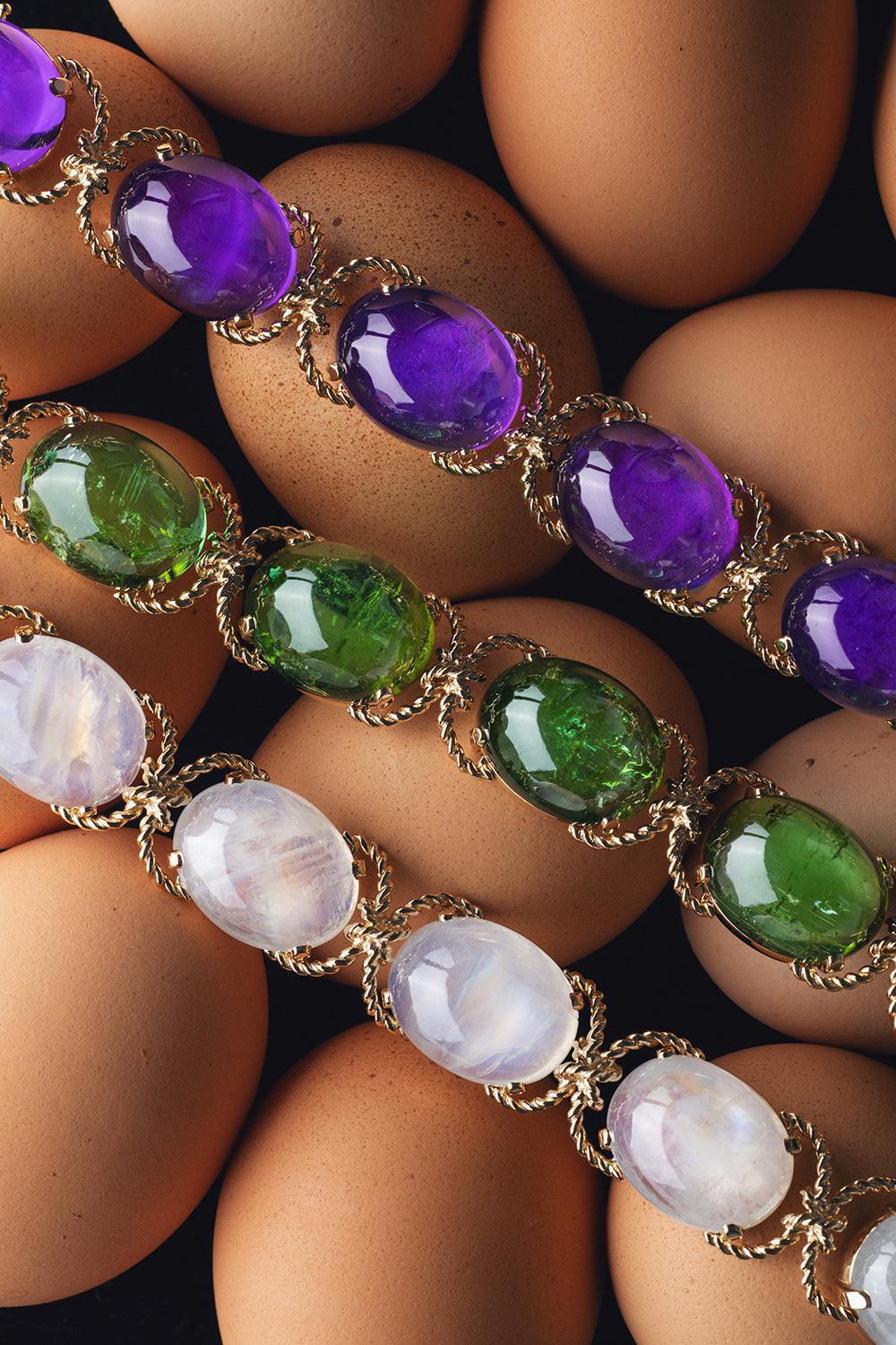 Tourmaline Rope Pebble Bracelet-YELLOW GOLD-JEWELRYFINE JEWELBRACELET O-VERDURA