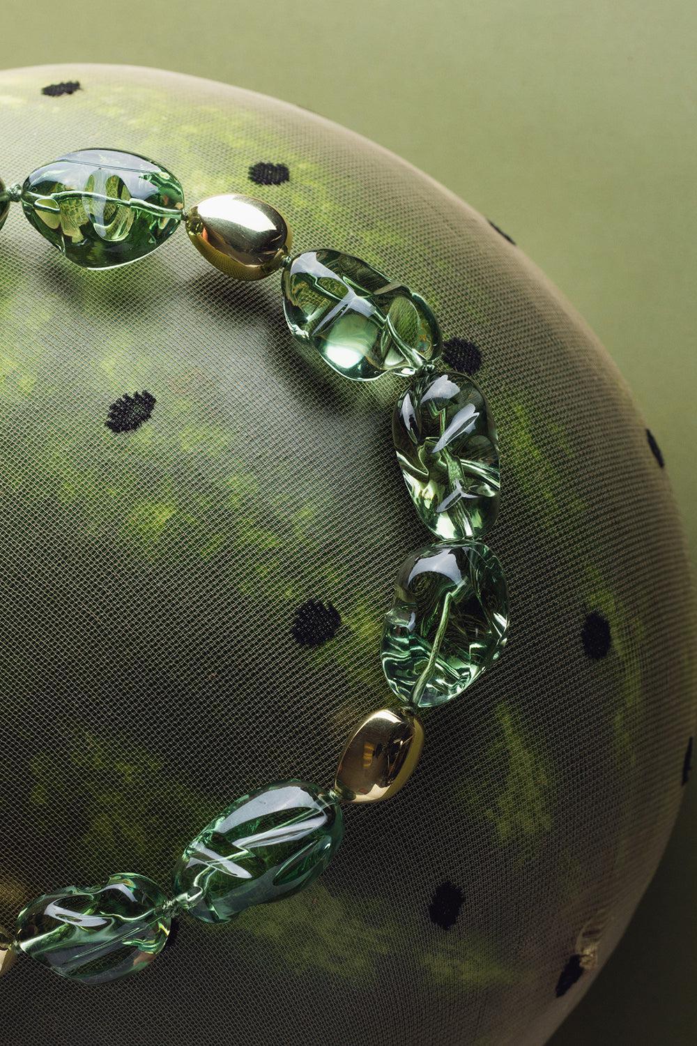 Green Amethyst Necklace-YELLOW GOLD-JEWELRYFINE JEWELNECKLACE O-VICTOR VELYAN