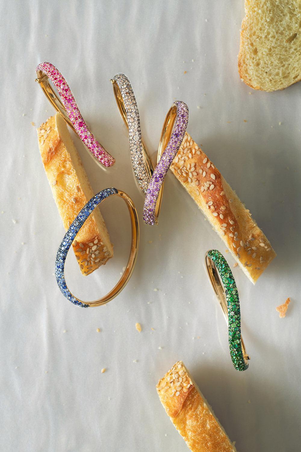 Pink Sapphire Julian Wave Bracelet - Yellow Gold-YELLOW GOLD-6.5-JEWELRYFINE JEWELBRACELET O-WALTERS FAITH