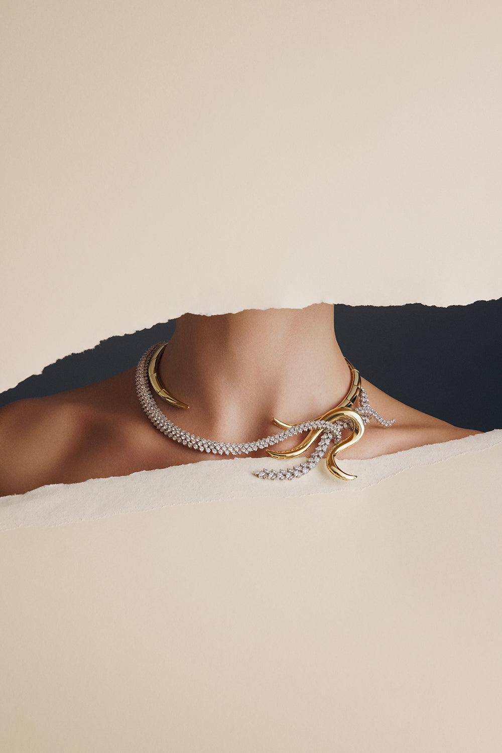 Golden Strada Statement Necklace-YELLOW GOLD-JEWELRYFINE JEWELNECKLACE O-YEPREM JEWELLERY