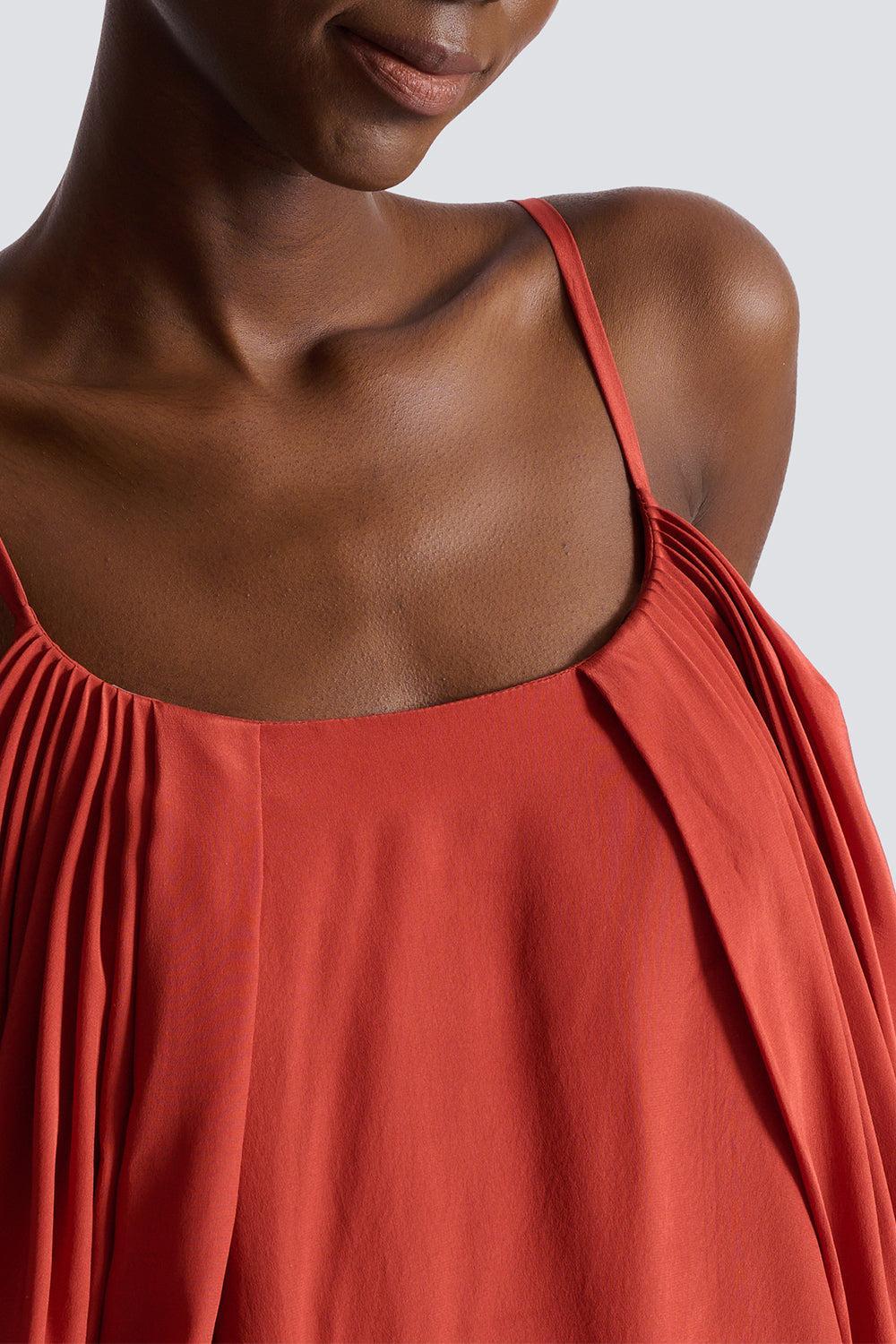 Thin Strap Drape Top-RED-36-CLOTHINGTOPBLOUSE-BALMAIN