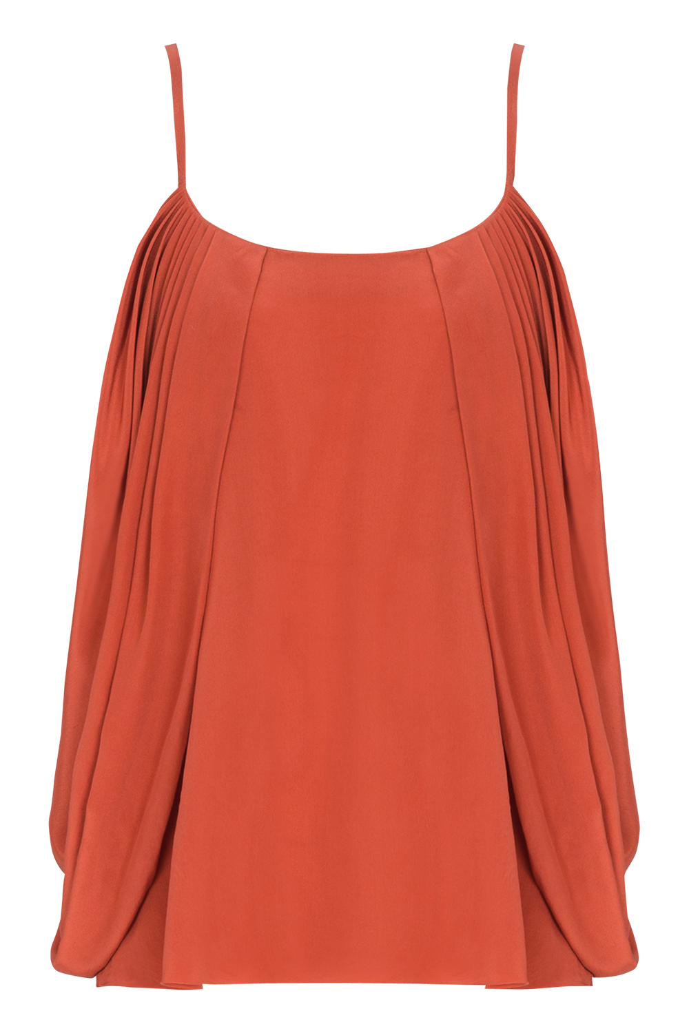 Thin Strap Drape Top-RED-36-CLOTHINGTOPBLOUSE-BALMAIN