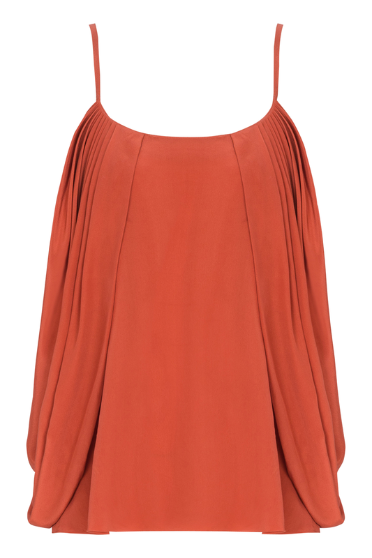 Thin Strap Drape Top-RED-36-CLOTHINGTOPBLOUSE-BALMAIN