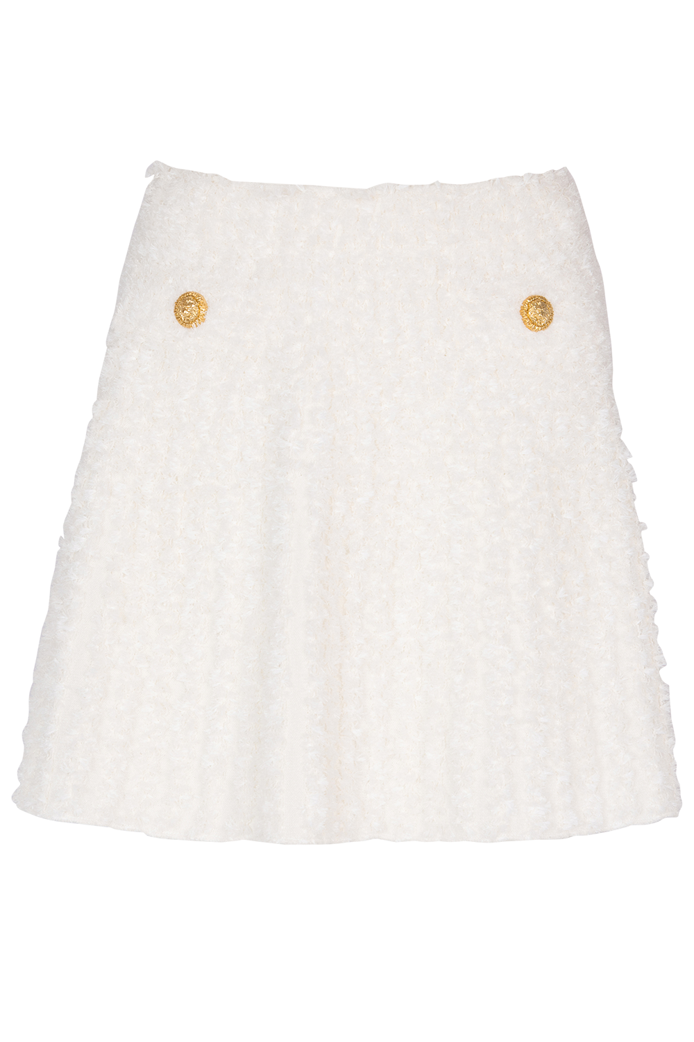 Two Pocket Light Knit Mini Skirt-CREAM-34-CLOTHINGSKIRTMINI-BALMAIN
