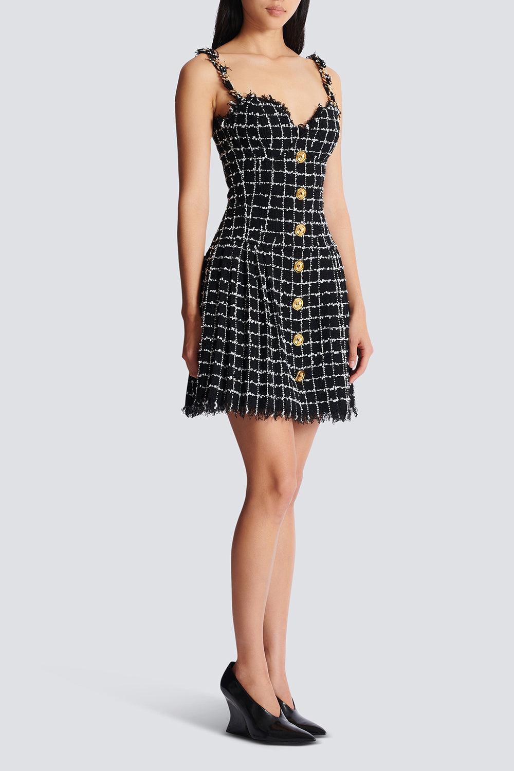 Chain Strap Bustier Dress-NOIRBLAN-36-CLOTHINGDRESSCASUAL-BALMAIN
