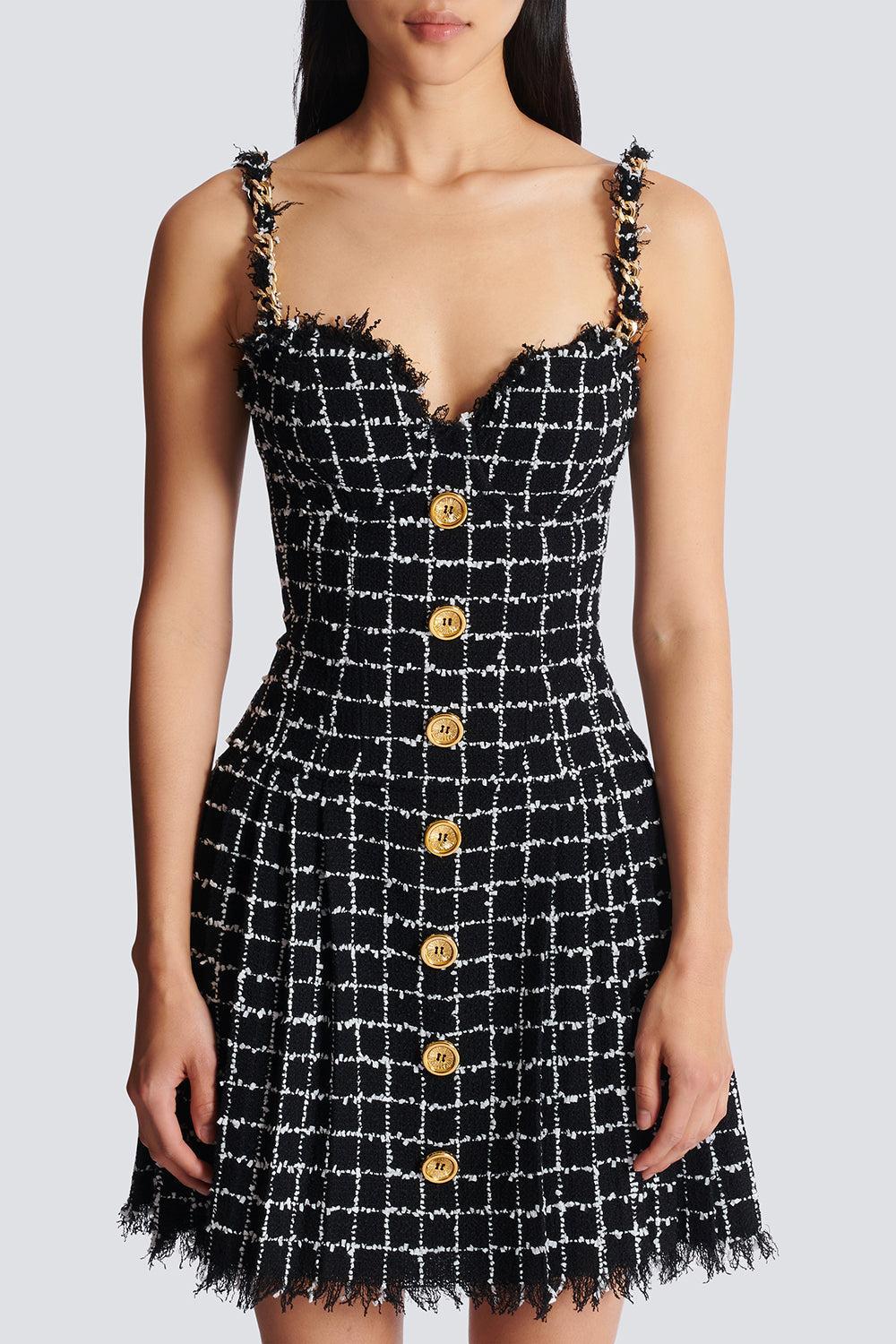 Chain Strap Bustier Dress-NOIRBLAN-36-CLOTHINGDRESSCASUAL-BALMAIN