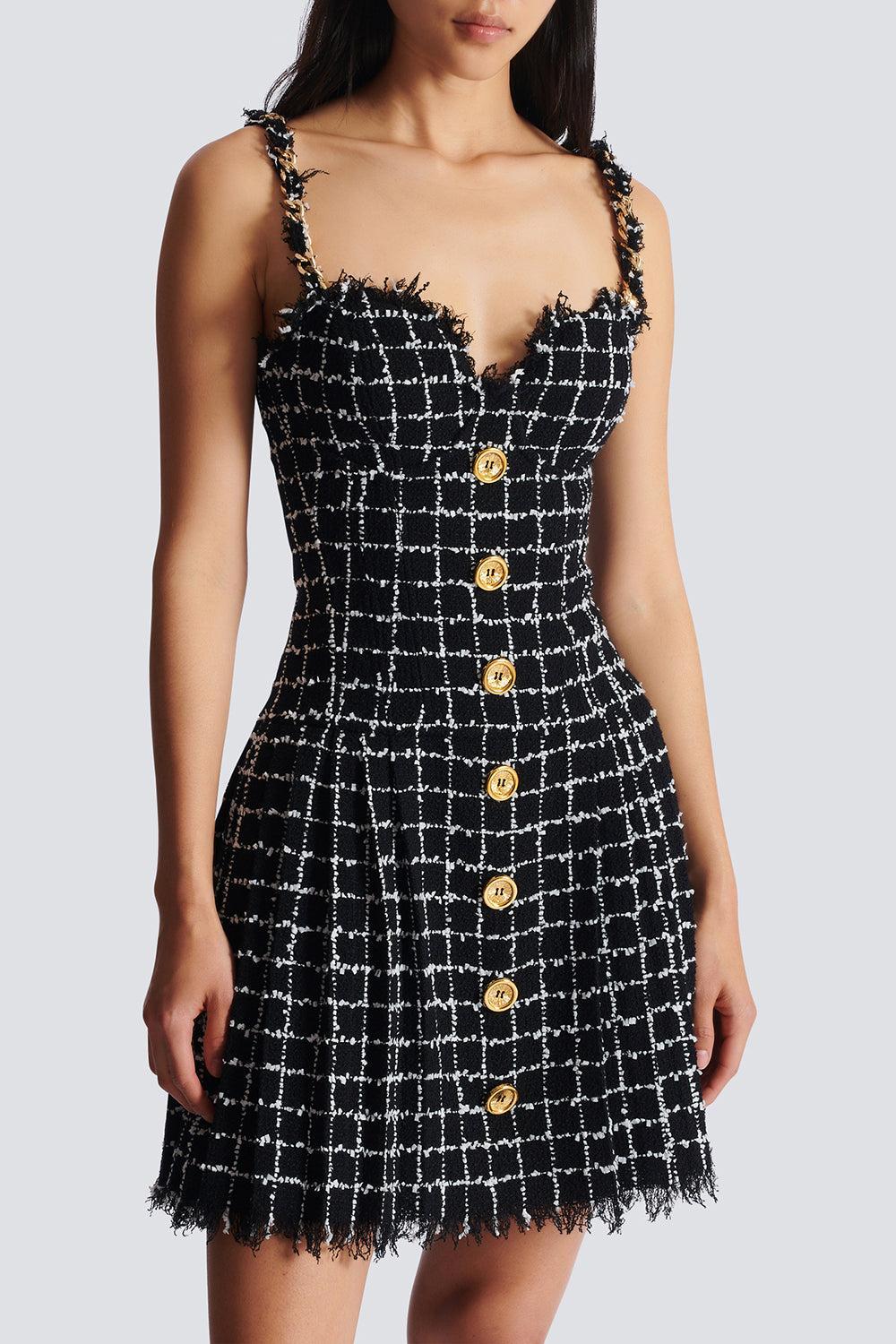 Chain Strap Bustier Dress-NOIRBLAN-36-CLOTHINGDRESSCASUAL-BALMAIN