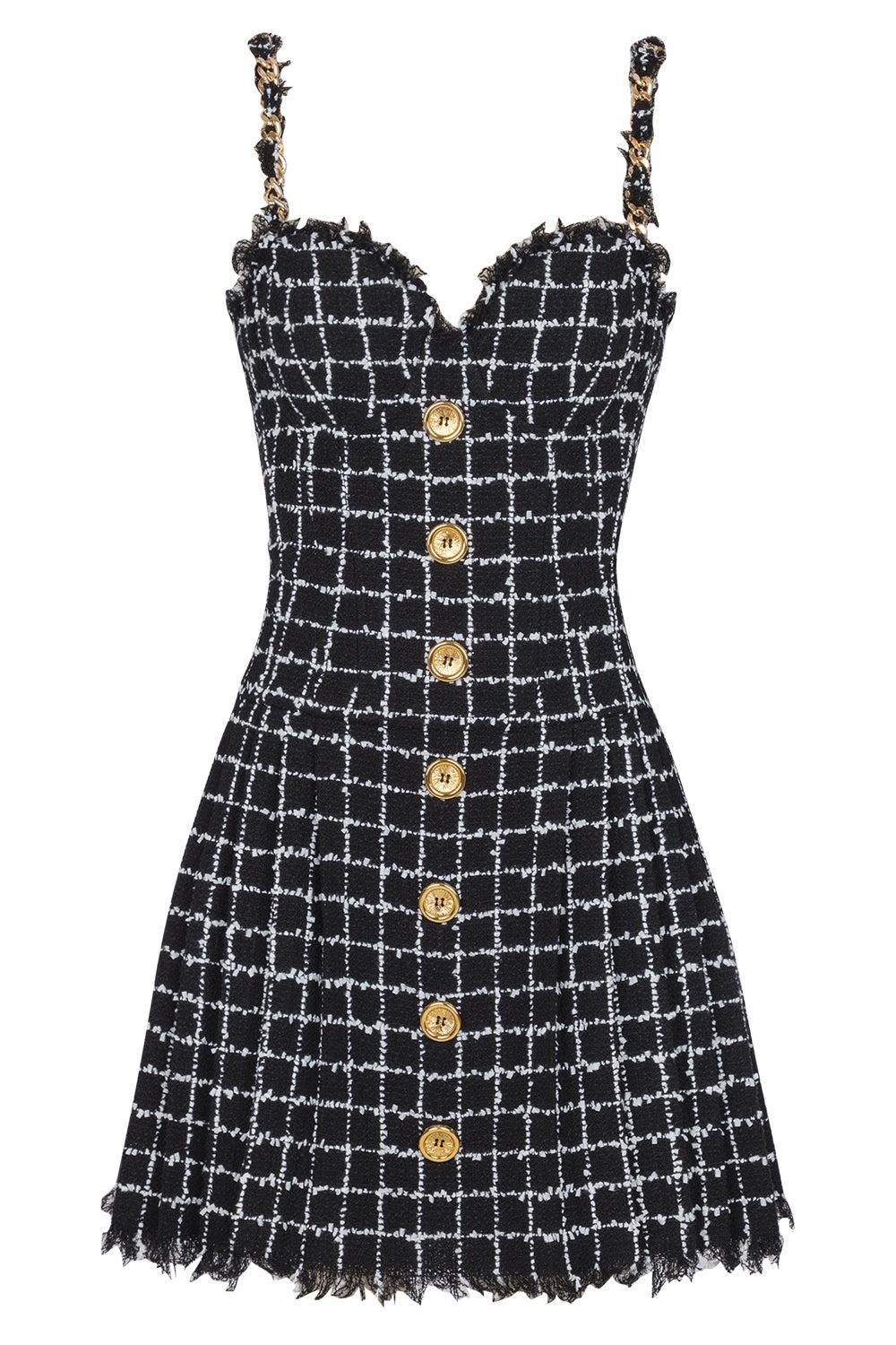 Chain Strap Bustier Dress-NOIRBLAN-36-CLOTHINGDRESSCASUAL-BALMAIN