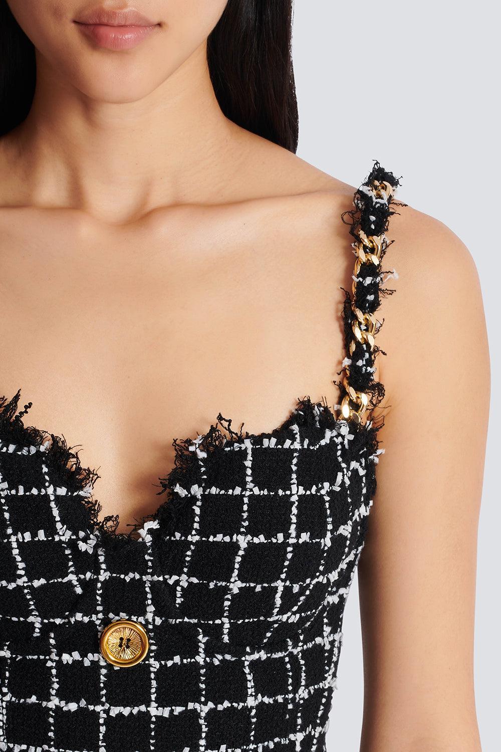 Chain Strap Bustier Dress-NOIRBLAN-36-CLOTHINGDRESSCASUAL-BALMAIN