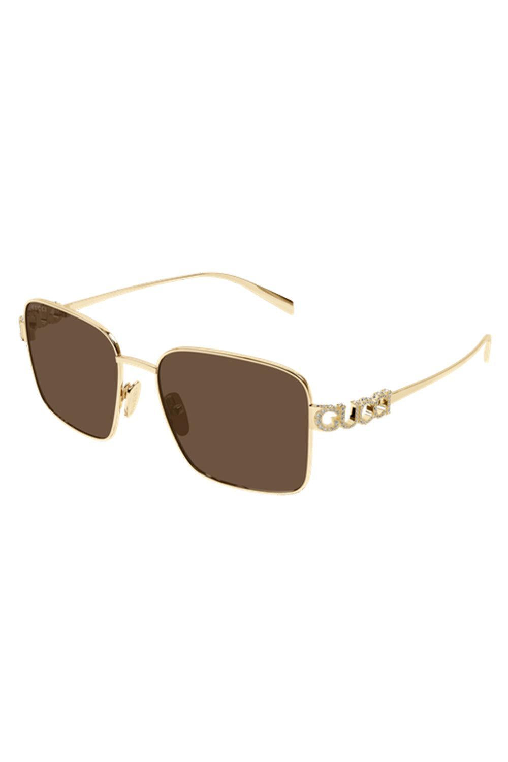 Crystal Logo Square Sunglasses-GOLD-ACCESSORIESUNGLASSES-GUCCI