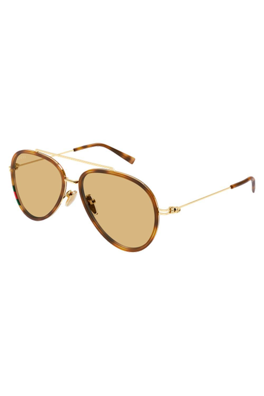 Retro Trim Aviator Sunglasses-GOLD-ACCESSORIESUNGLASSES-GUCCI