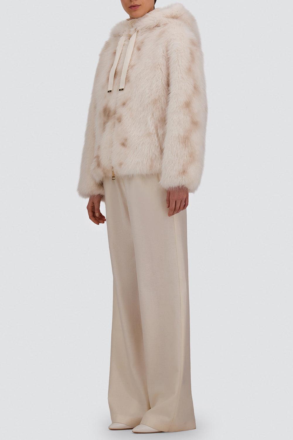 Faux Lynx Fur Hooded Jacket-WHITE-36-CLOTHINGJACKETCASUAL-HERNO
