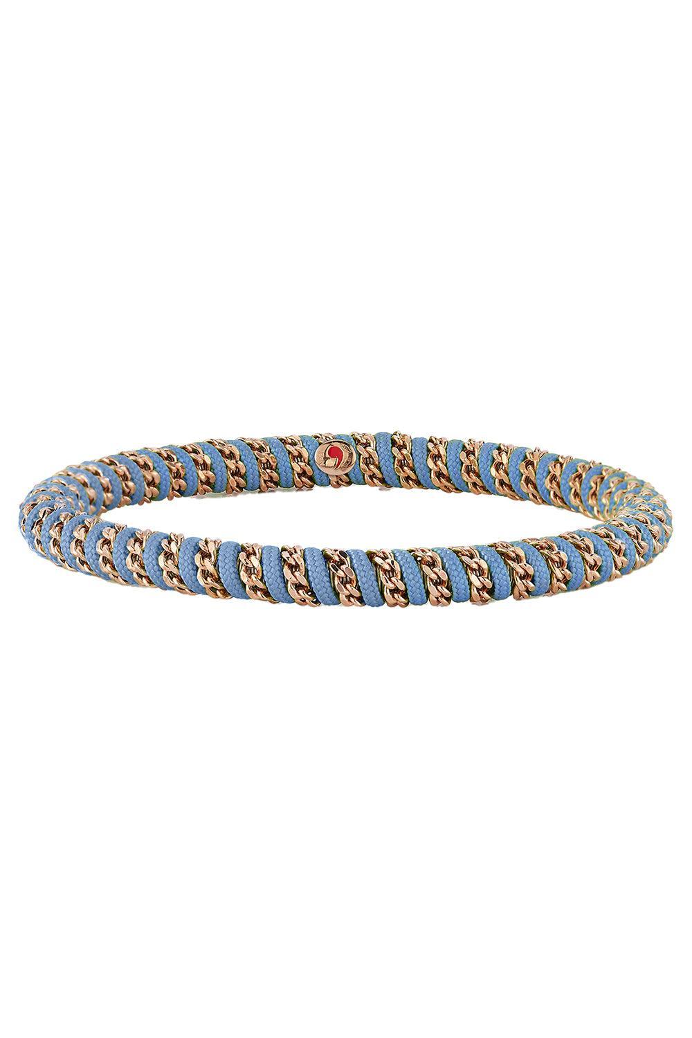 Light Blue Gio Stretch Bracelet-YELLOW GOLD-JEWELRYFINE JEWELBRACELET O-ROBERTO DEMEGLIO