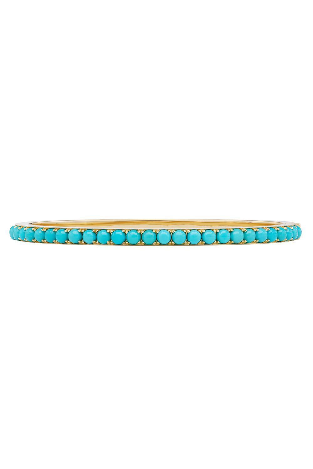 Turquoise Cabochon Keeper Bangle bracelet-YELLOW GOLD-17-JEWELRYFINE JEWELBRACELET O-GRACE WINFREY