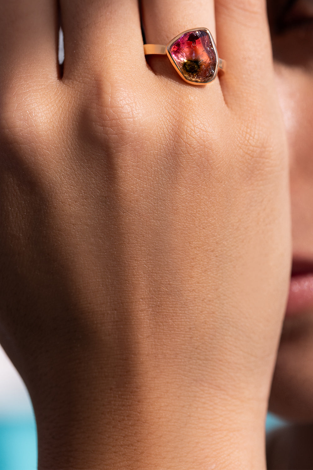 Watermelon Tourmaline Small Genesis Ring