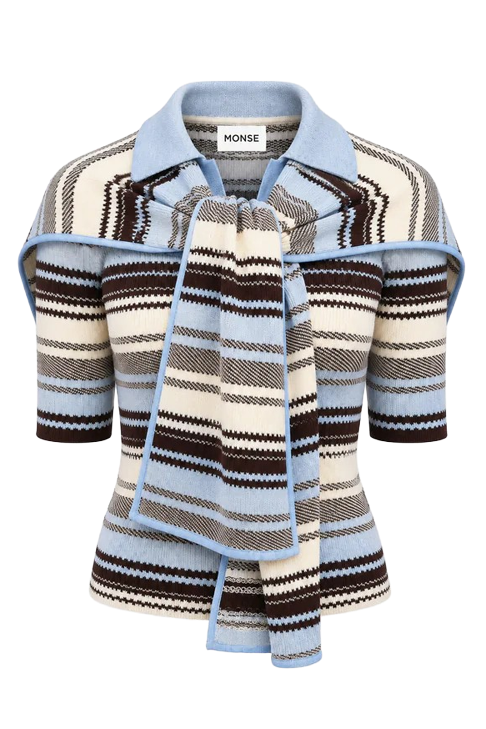 Striped Jacquard Scarf Top-STRIPE-XS-CLOTHINGTOPKNITS-MONSE