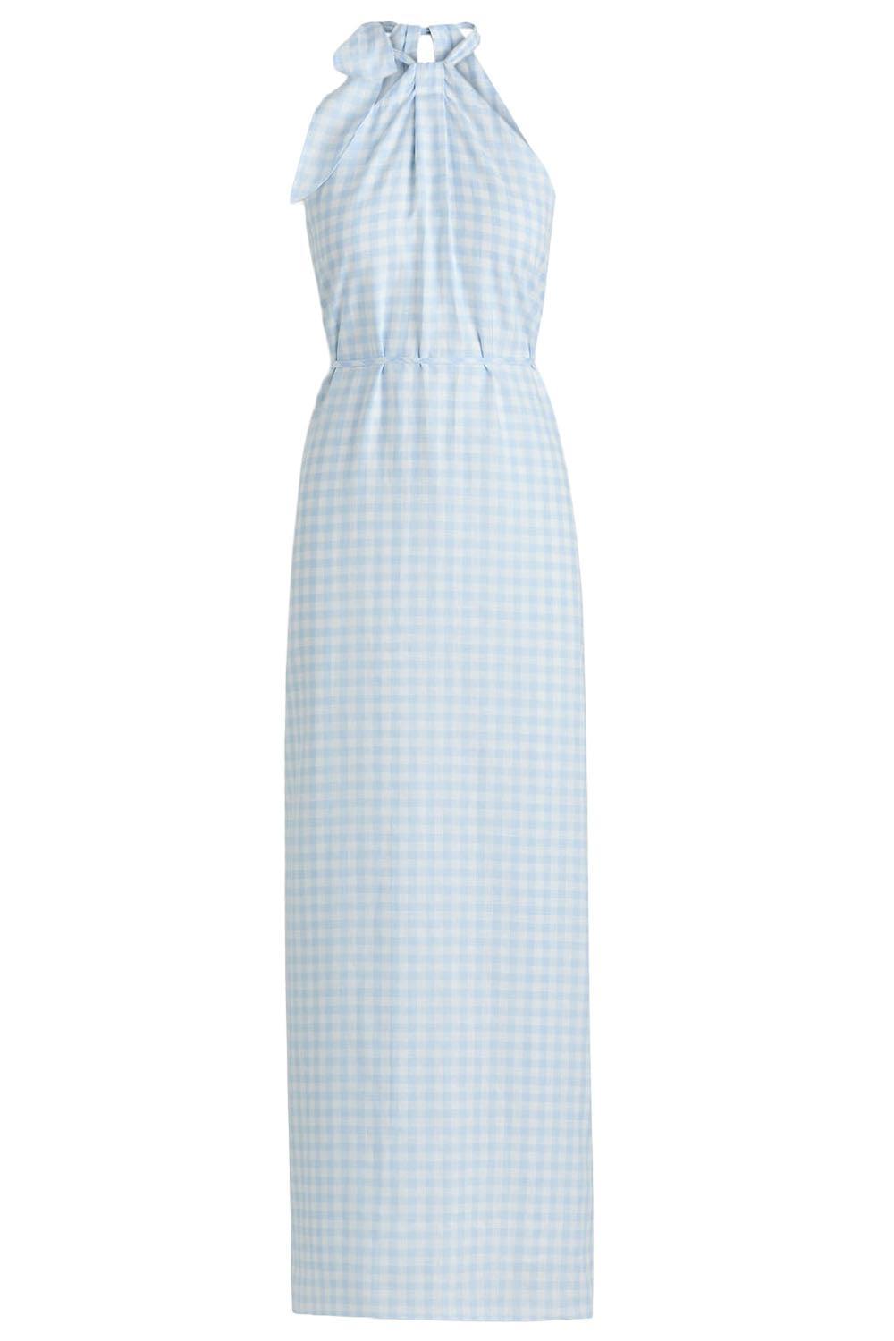 Tie Neck Dress - Blue White-BLUE-2-CLOTHINGDRESSCASUAL-SCANLAN THEODORE