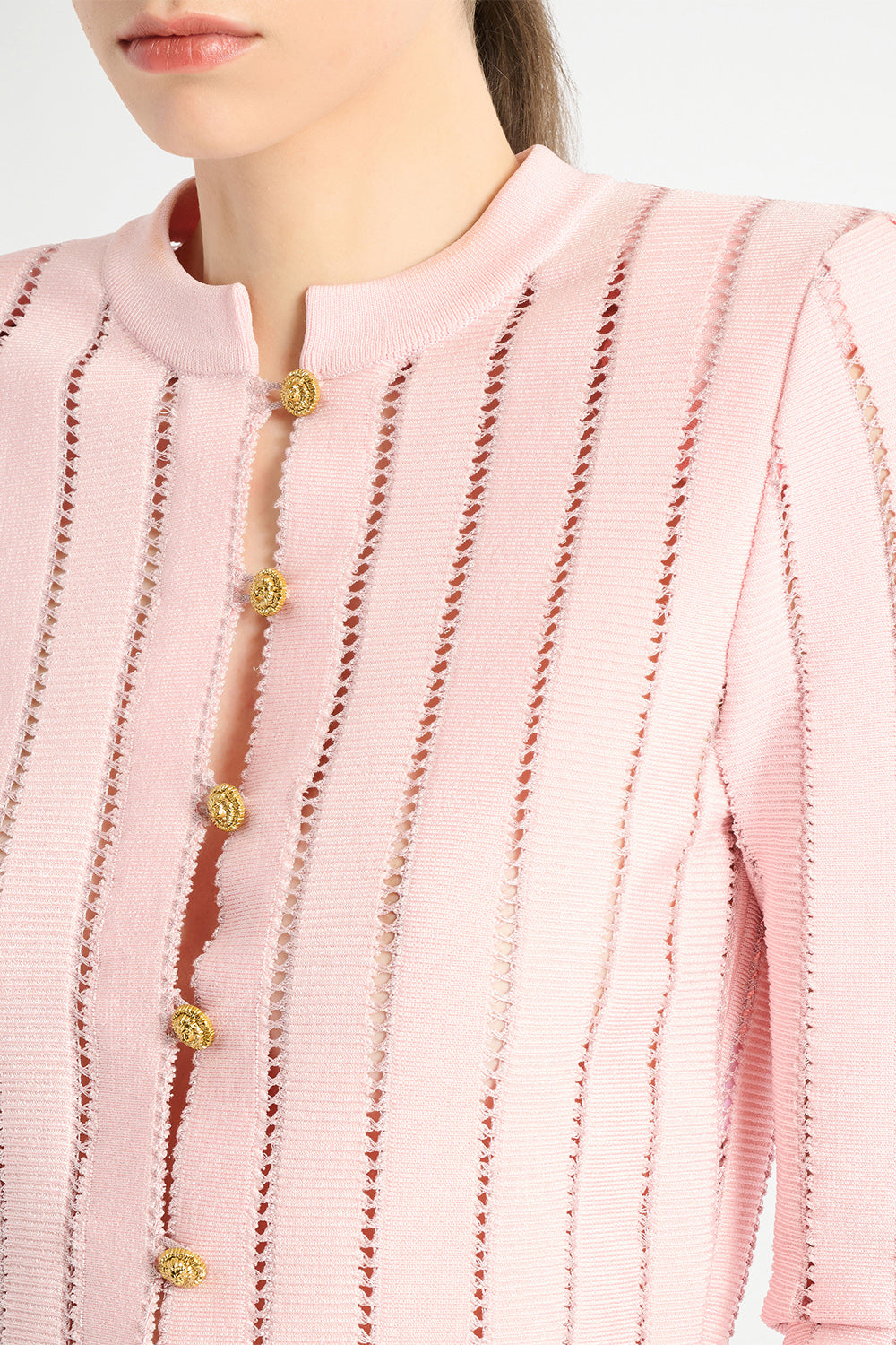 Crop Fléchage Knit Cardigan