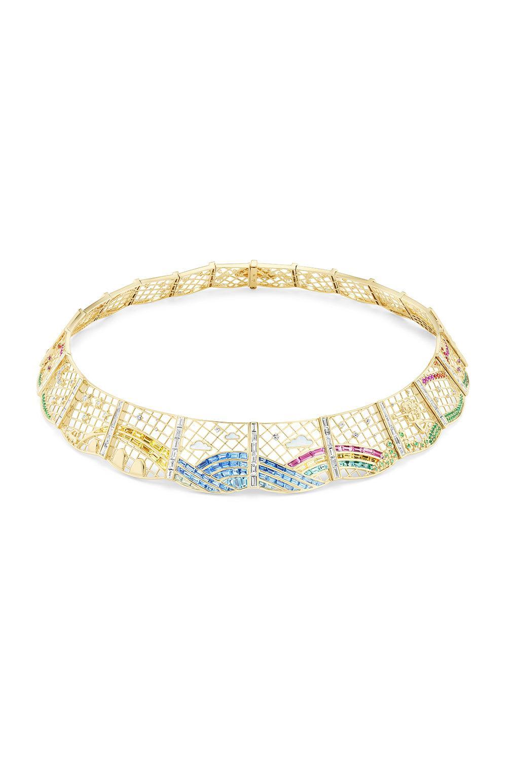 Rainbow Wave Joy Collar Necklace-YELLOW GOLD-JEWELRYFINE JEWELNECKLACE O-SORELLINA