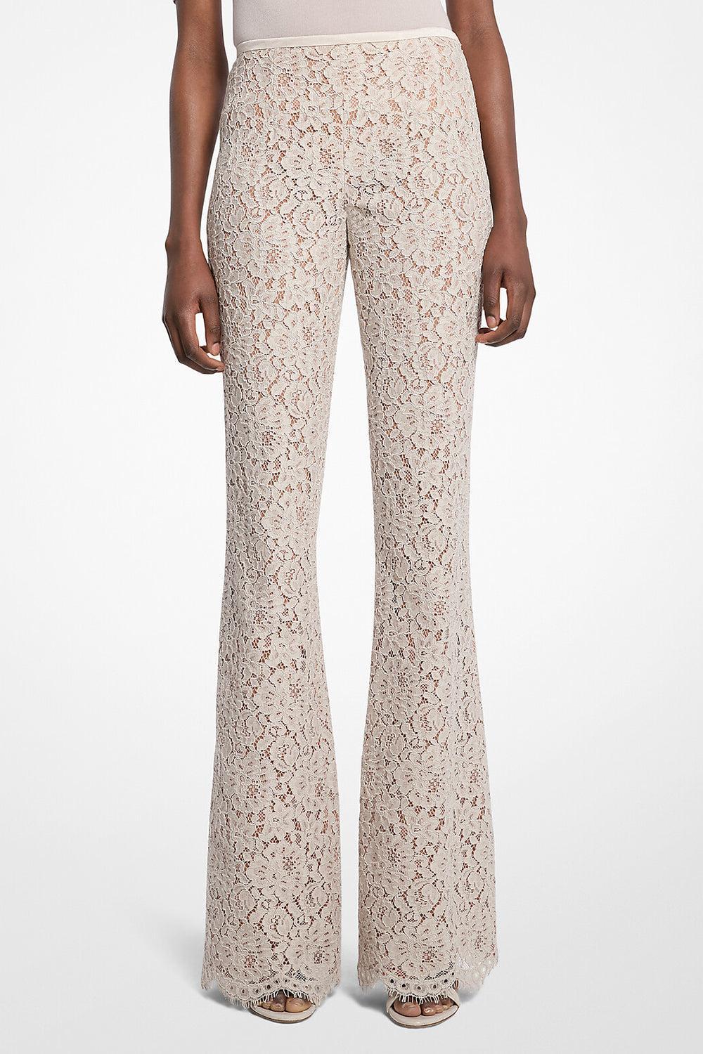 Lace Bootleg Pant-OYSTER-2-CLOTHINGPANTCASUAL-MICHAEL KORS COLLECTION