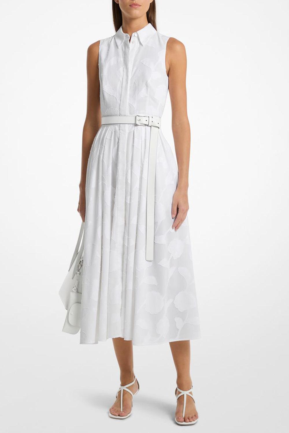 Sleeveless Shirt Dress-OPTIC WHITE-2-CLOTHINGDRESSCASUAL-MICHAEL KORS COLLECTION