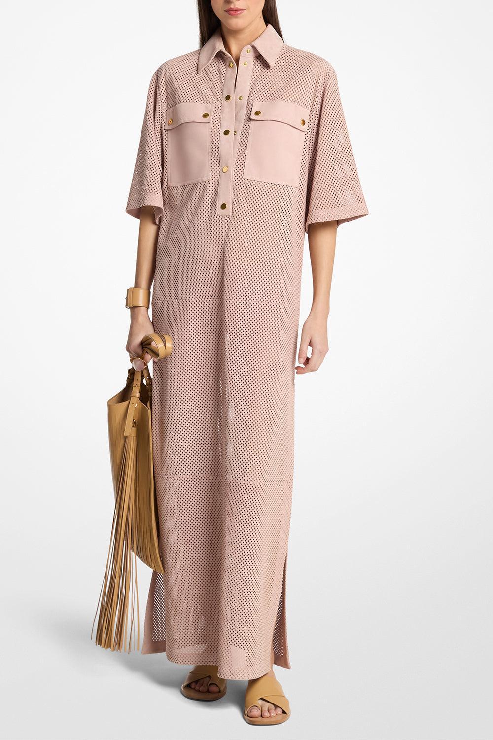 Safari Long Dress-PINK-XS-CLOTHINGDRESSCASUAL-MICHAEL KORS COLLECTION