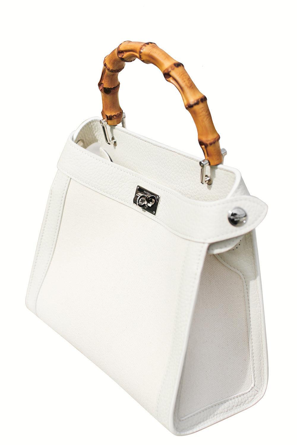 Lutece Mini Bamboo Bag-WHITE-HANDBAGTOP HANDLE-MICHINO