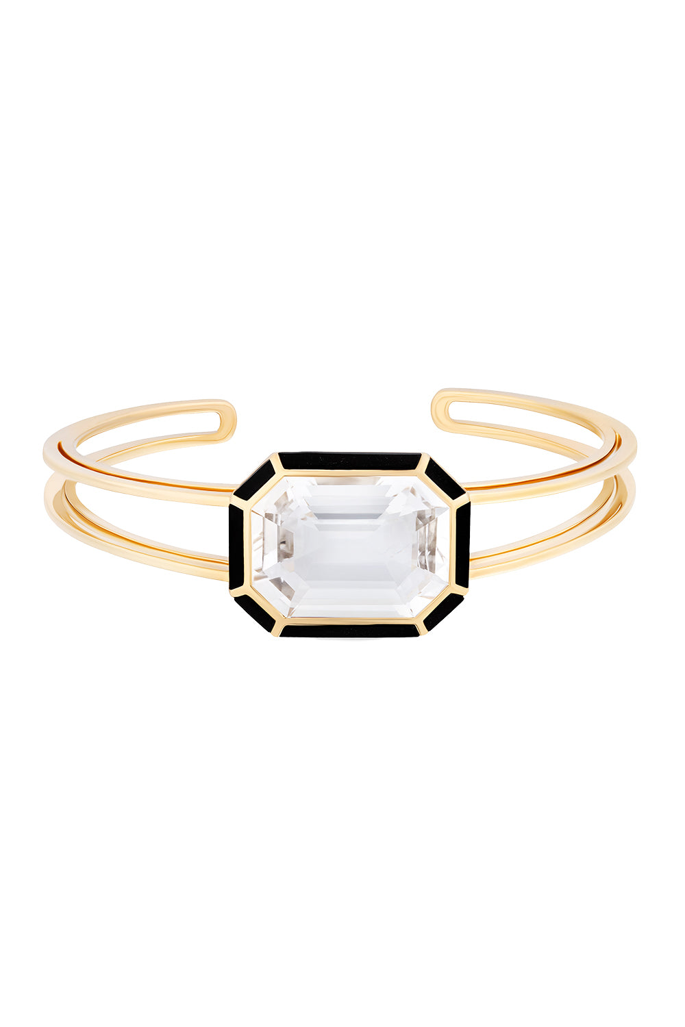 Onyx Rock Crystal Melange Cuff Bracelet