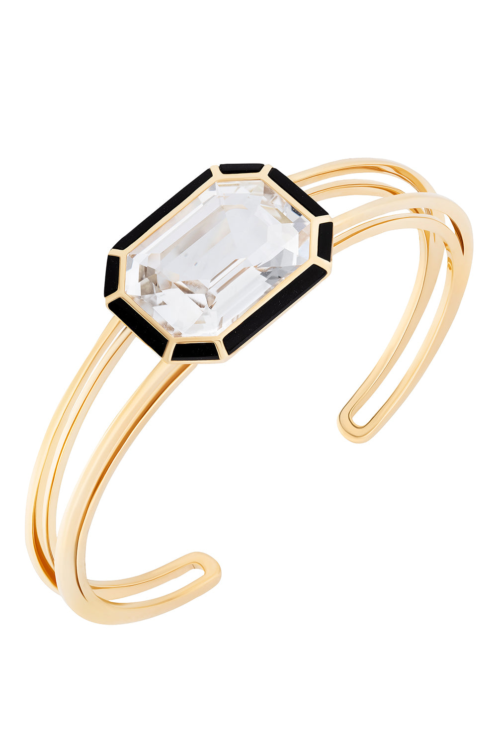 Onyx Rock Crystal Melange Cuff Bracelet