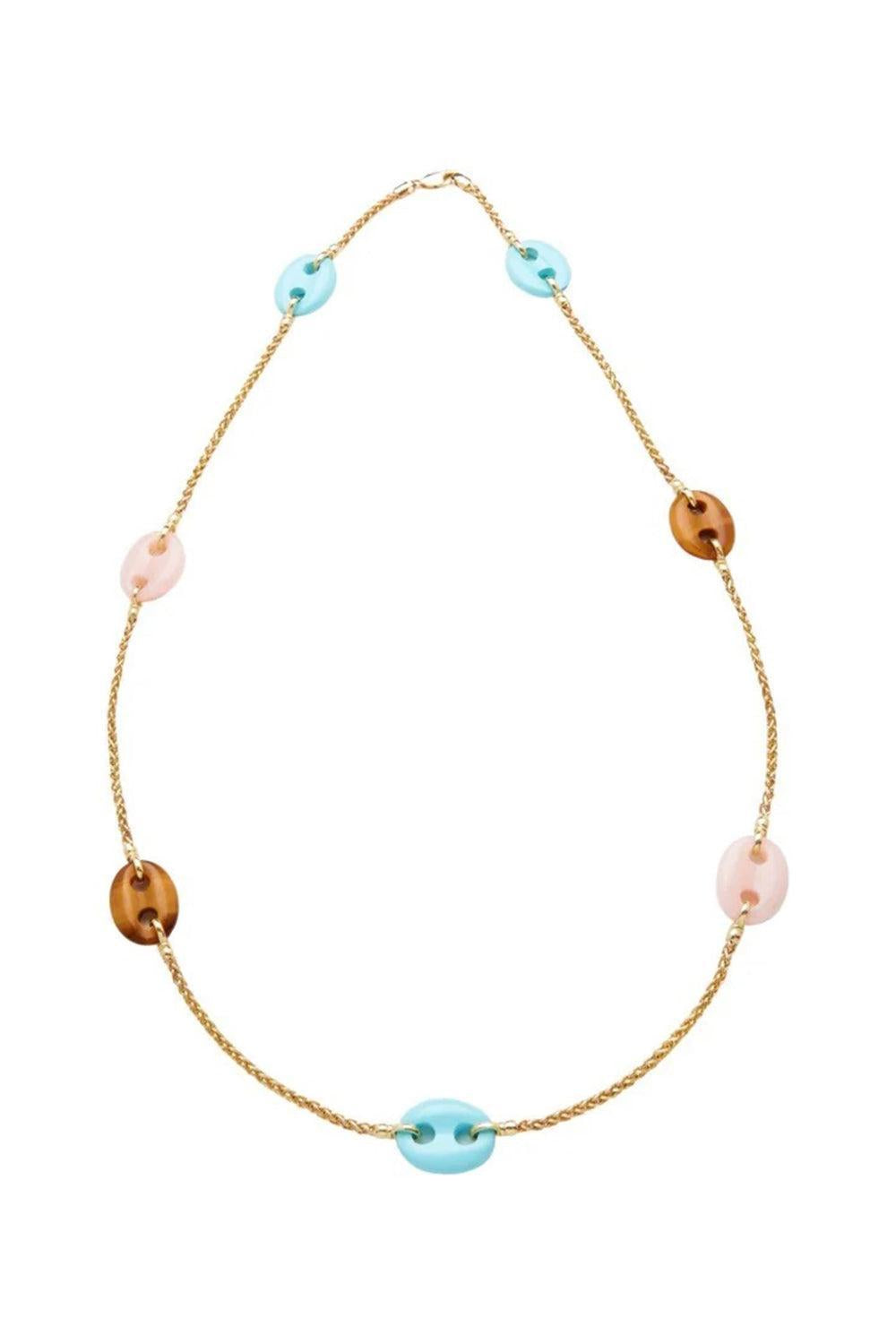 Turquoise Quartz 60's Chain Necklace-YELLOW GOLD-JEWELRYFINE JEWELNECKLACE O-JENNA BLAKE