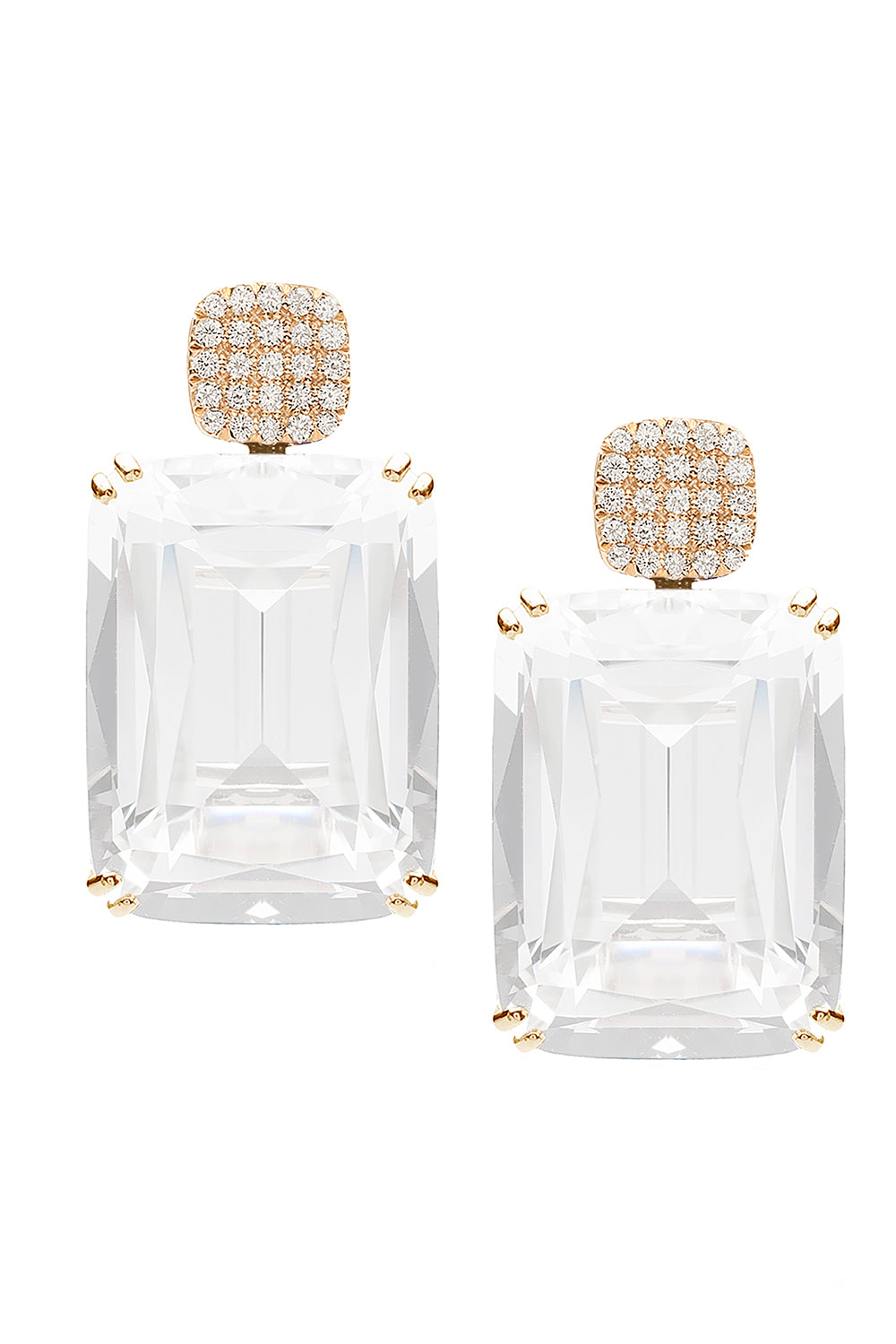 Diamond Moon Quartz Cushion Gossip Earrings