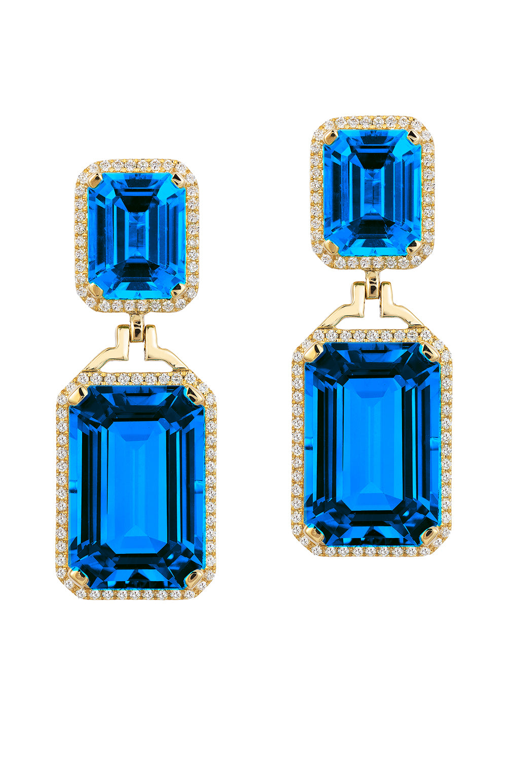 Gossip London Blue Topaz Emerald Cut Earrings with Diamond