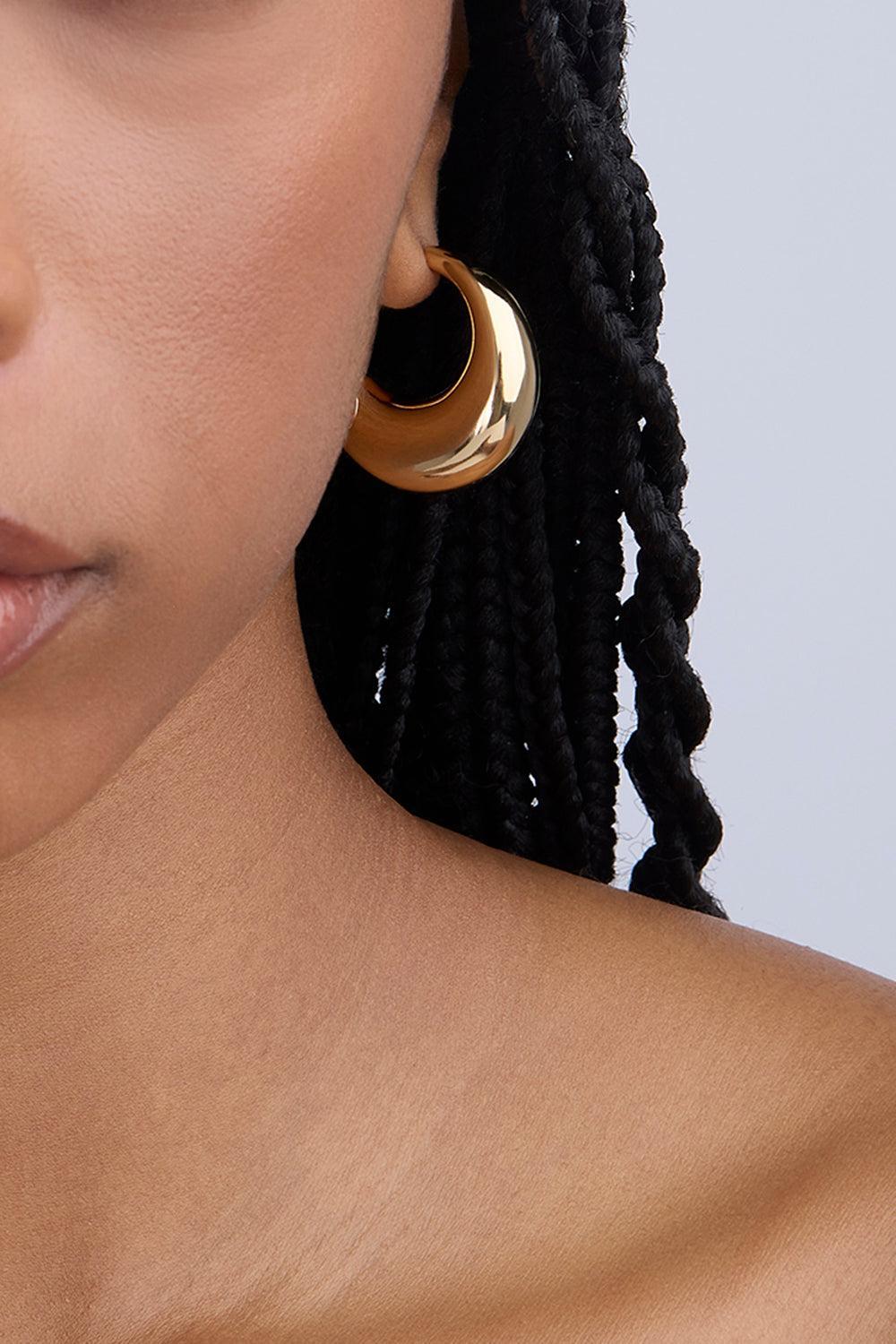 Puffy Medium Hinged Hoop Earrings-YELLOW GOLD-JEWELRYBOUTIQUEEARRING-JENNIFER FISHER