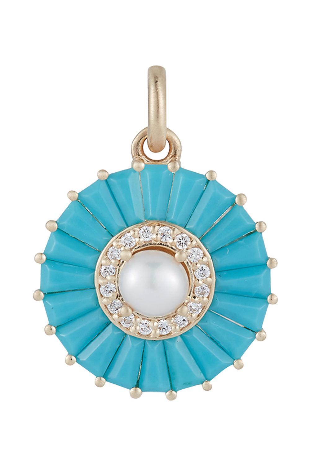 Pearl Diamond Turquiose Emily Charm-YELLOW GOLD-JEWELRYFINE JEWELPENDANT-STORROW