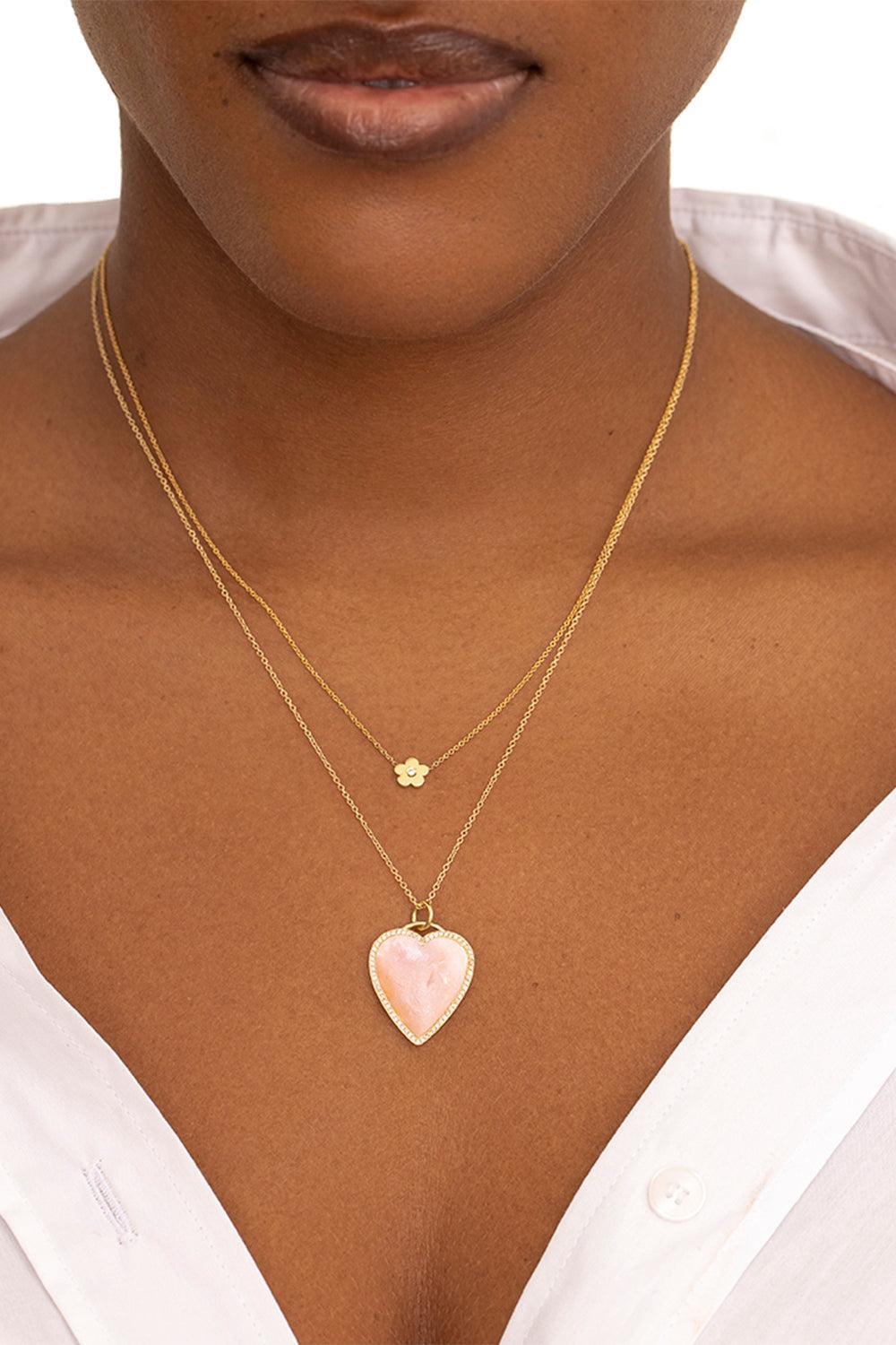 Pink Opal Large Inlay Heart Necklace-YELLOW GOLD-JEWELRYFINE JEWELNECKLACE O-JENNIFER MEYER