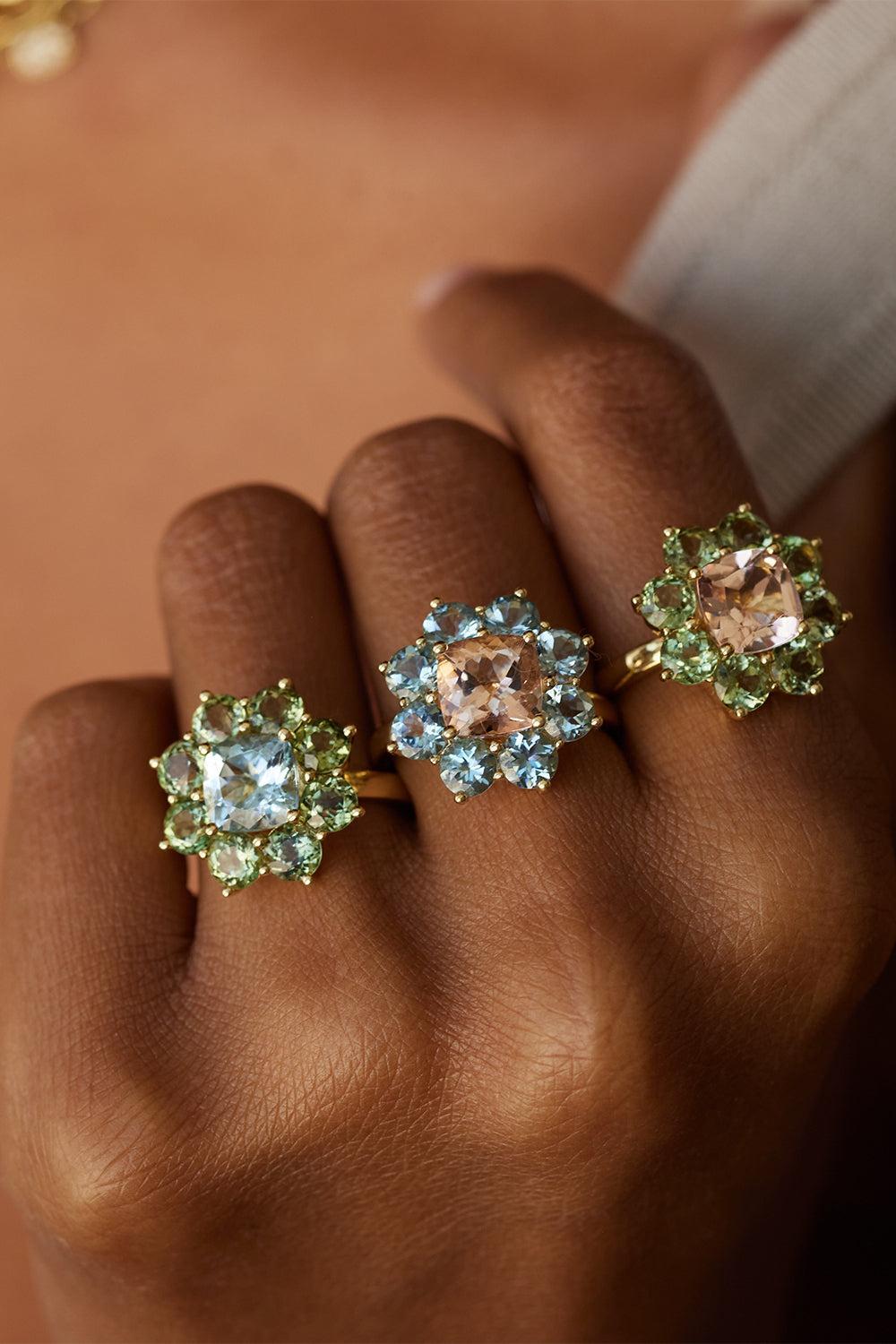 Aquamarine Morganite XL Flower Ring-YELLOW GOLD-6.5-JEWELRYFINE JEWELRING-JENNIFER MEYER