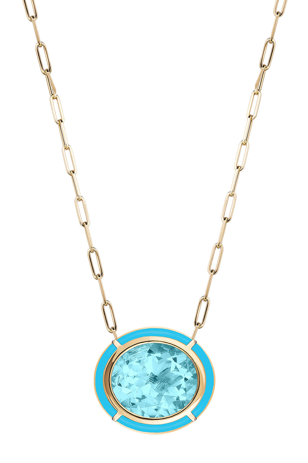 Turquoise Blue Topaz Oval Melange Pendant