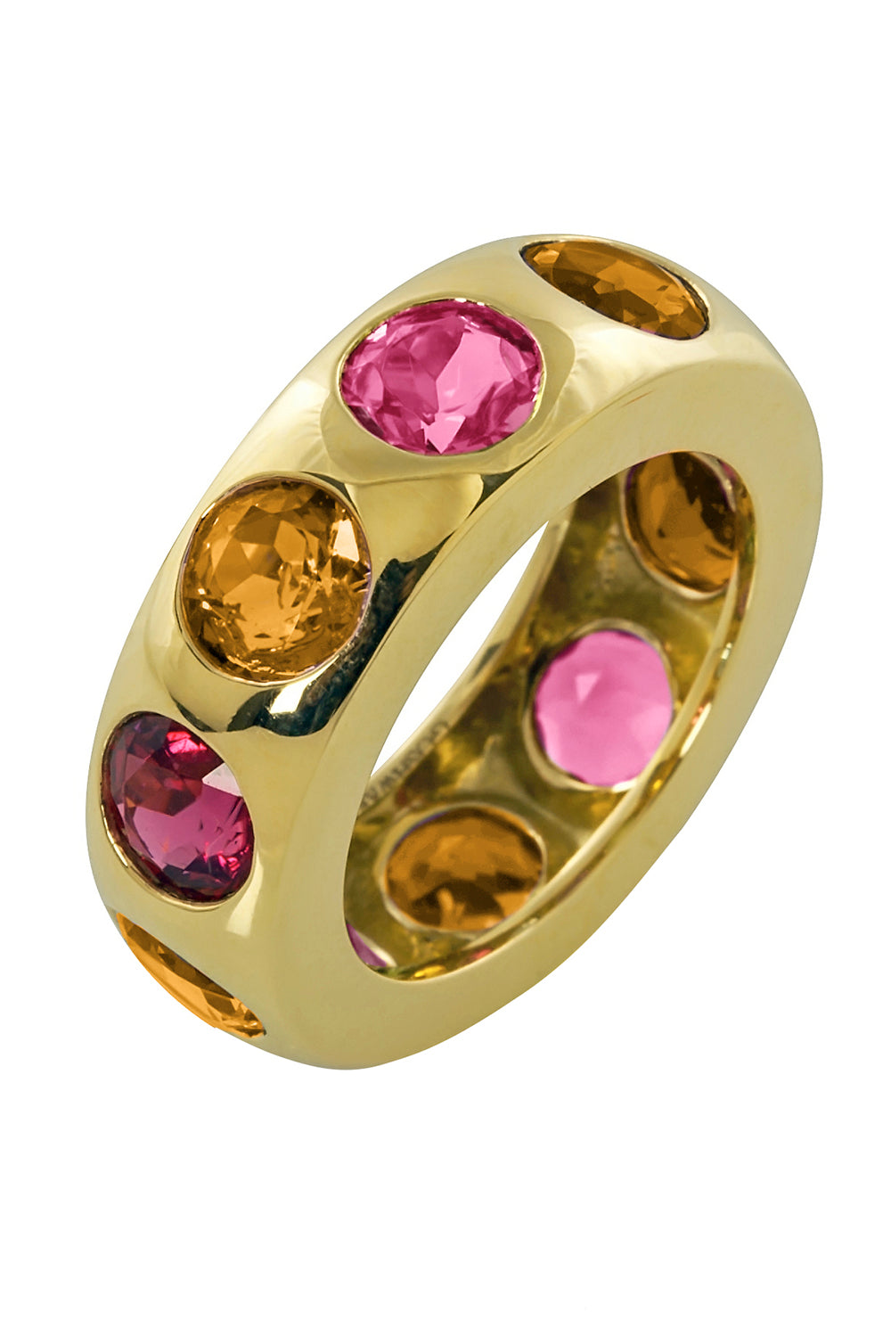 Rubellite Citrine Alternating Band Ring