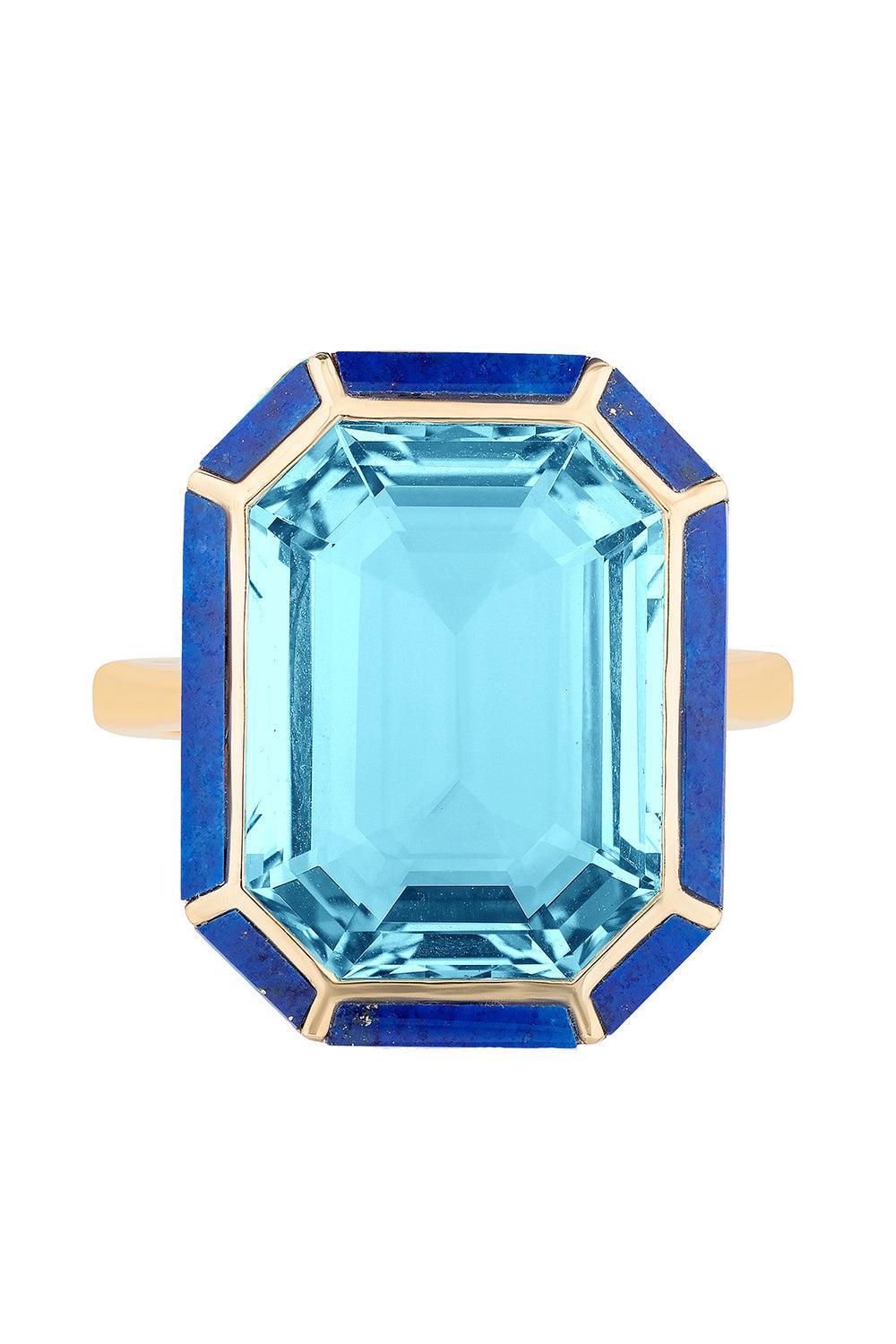 Blue Topaz Lapis Melange Ring-YELLOW GOLD-6.75-JEWELRYFINE JEWELRING-GOSHWARA