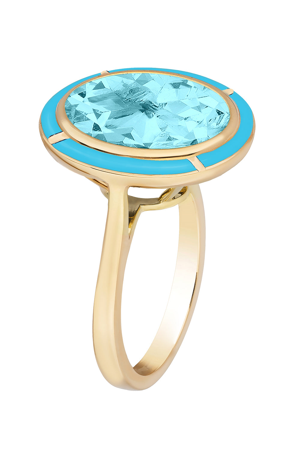 Turqouise Blue Topaz  Oval Melange  Ring