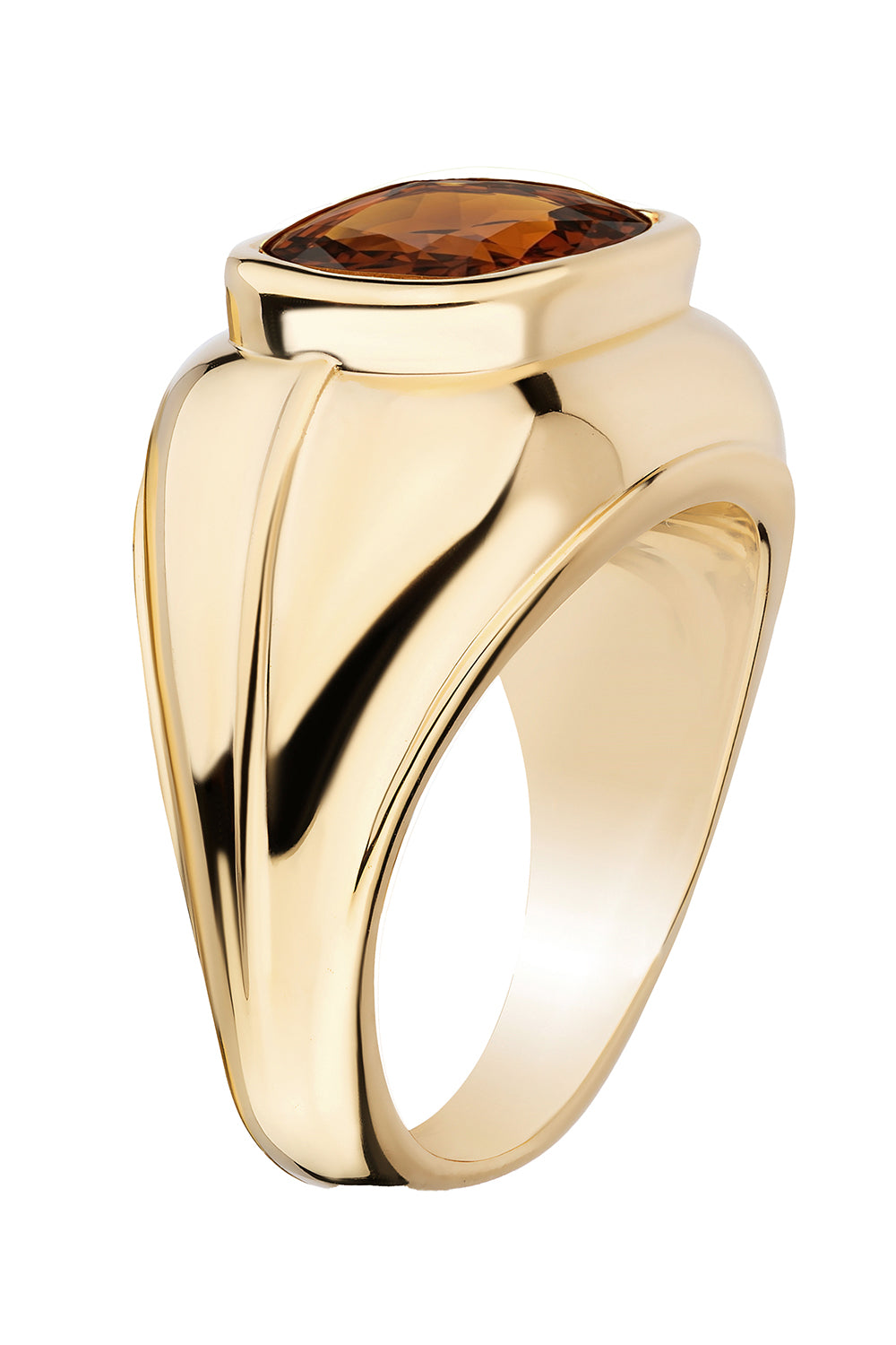 Brown Zircon Cushion Cut Ring