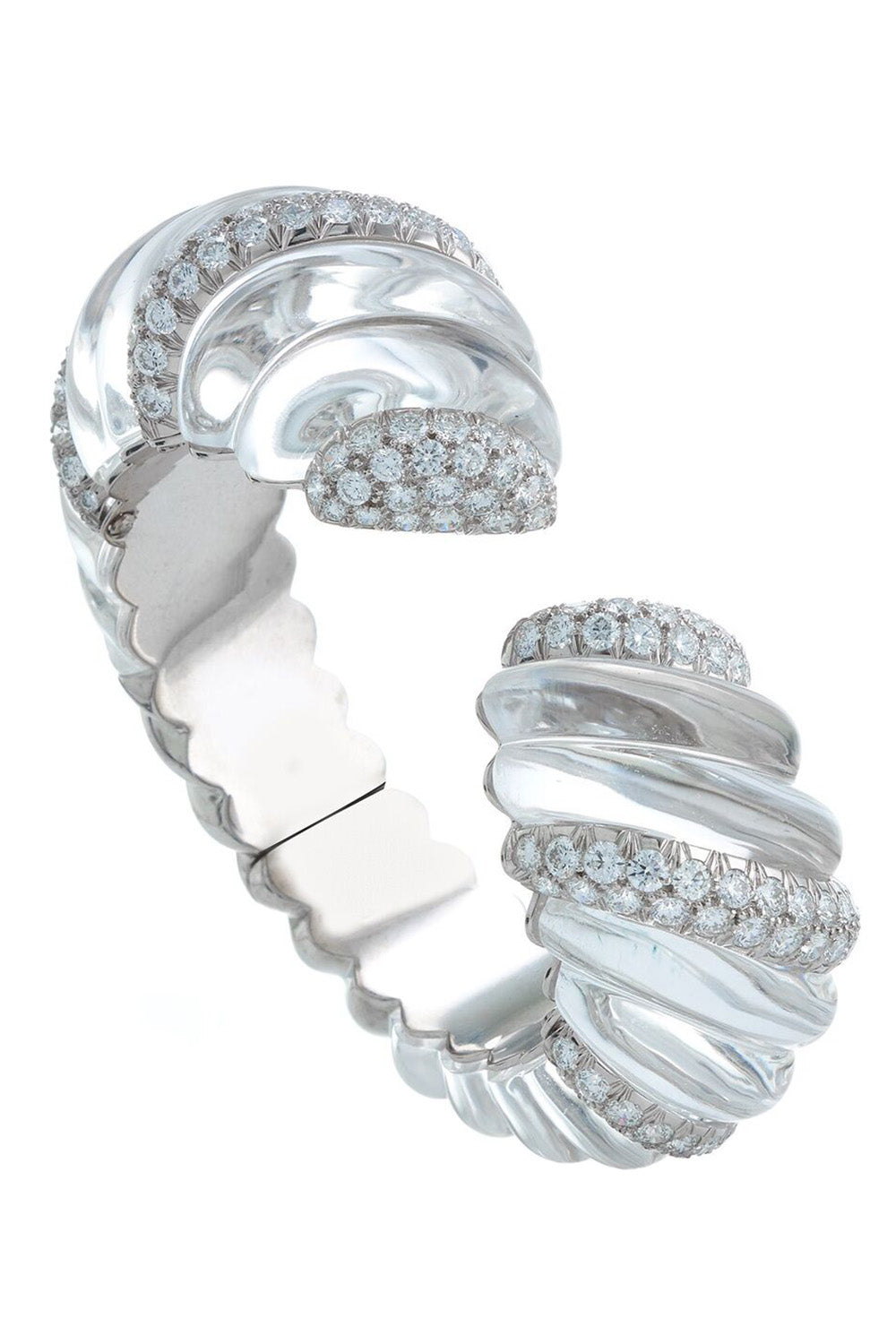 Diamond Twisted Carved Rock Cuff Bracelet