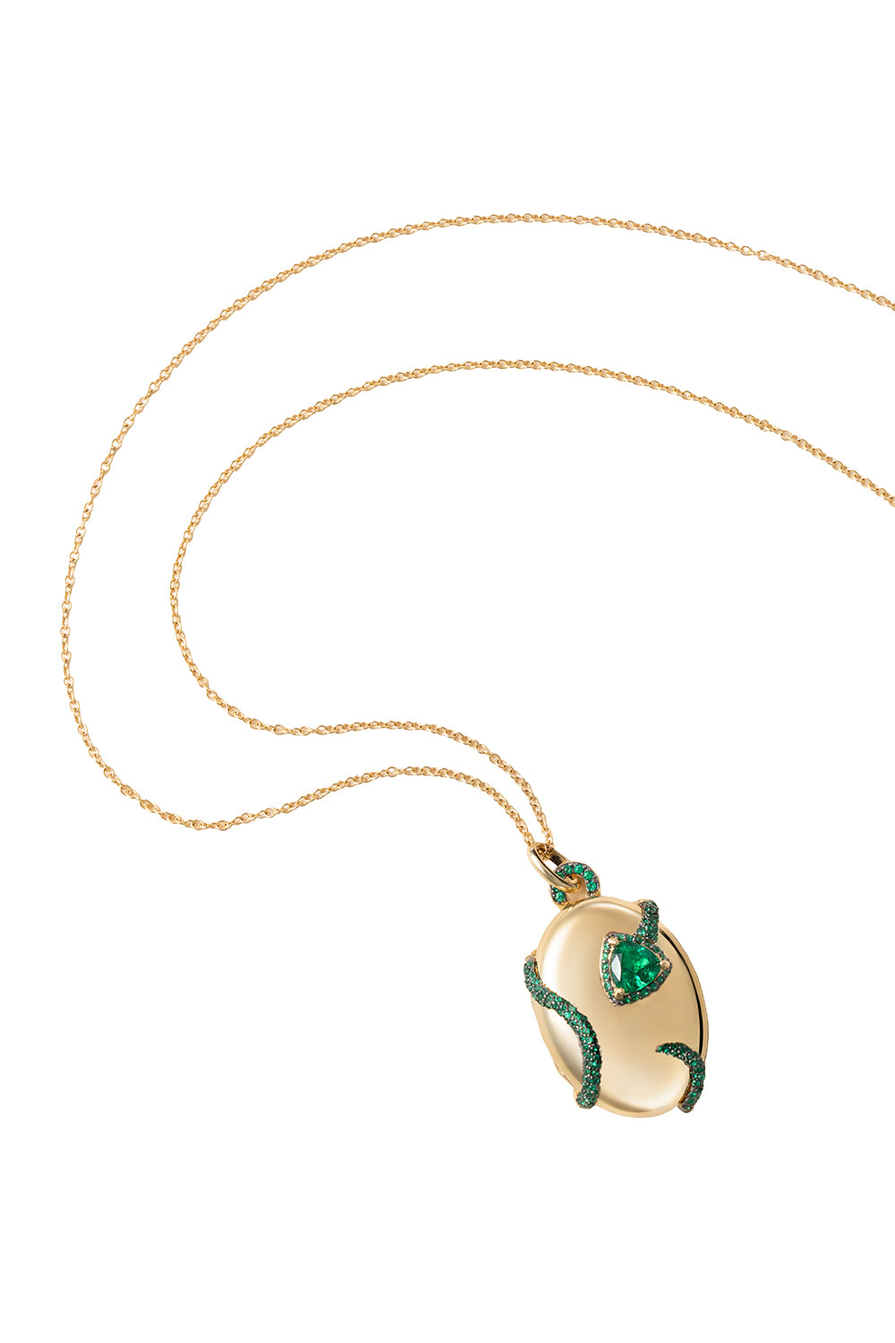 Emerald Snake Locket Necklace