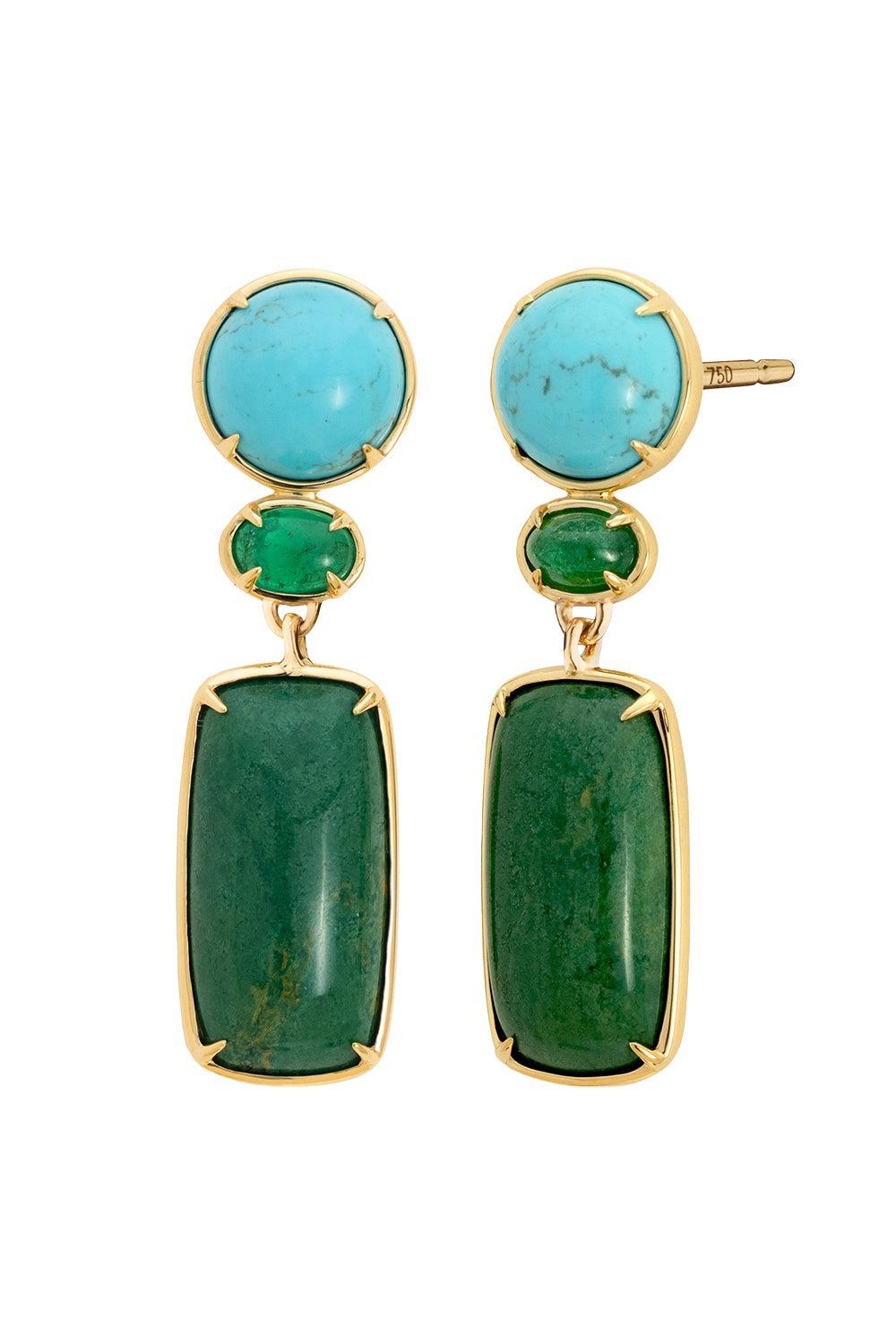 Turquoise Emerald Terra Drop Earrings-YELLOW GOLD-JEWELRYFINE JEWELEARRING-MONICA RICH KOSANN