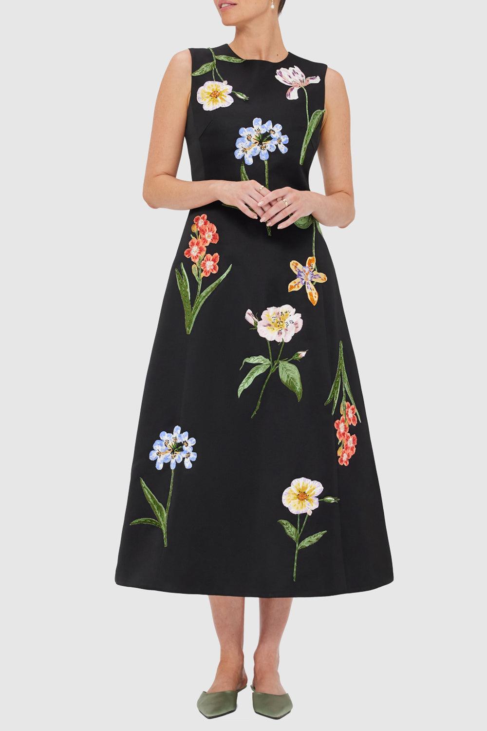 Cleo Midi Dress-EBONY-2-CLOTHINGDRESSCASUAL-LEO LIN