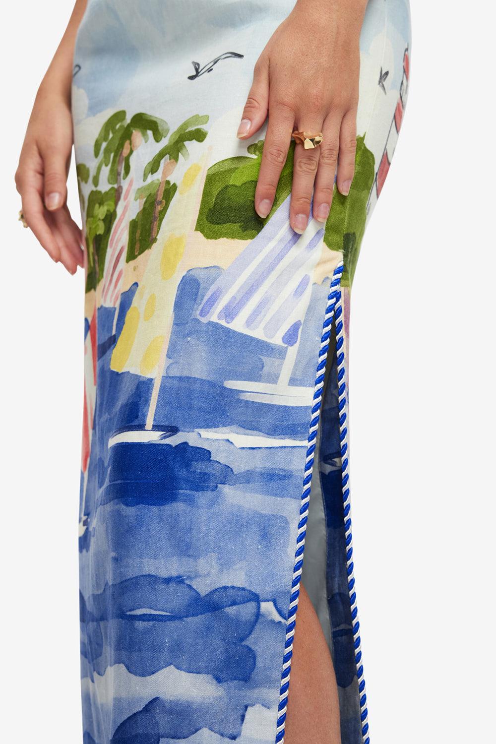 Ava Maxi Dress - Nautical Print-NAUTPRNT-2-CLOTHINGDRESSCASUAL-LEO LIN