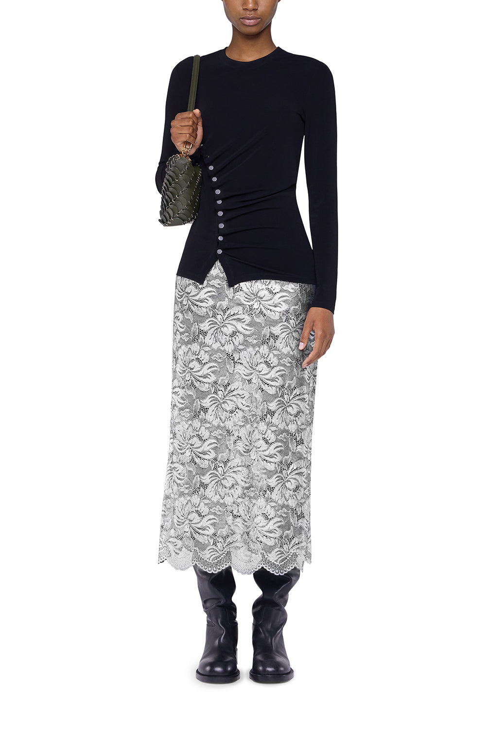 Jupe Midi Skirt-BLACK/SILVER-34-CLOTHINGSKIRTMAXI-RABANNE