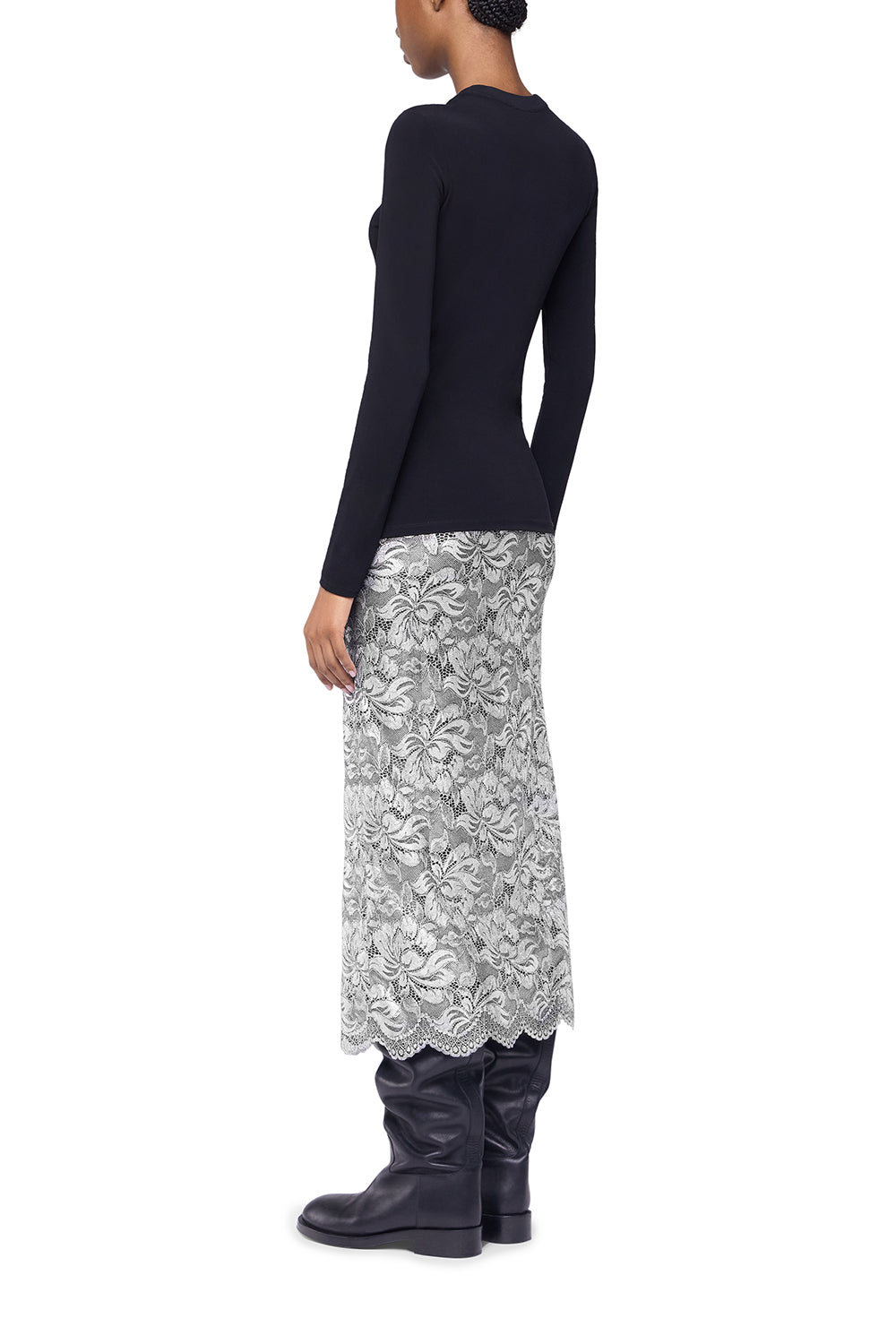 Jupe Midi Skirt-BLACK/SILVER-34-CLOTHINGSKIRTMAXI-RABANNE