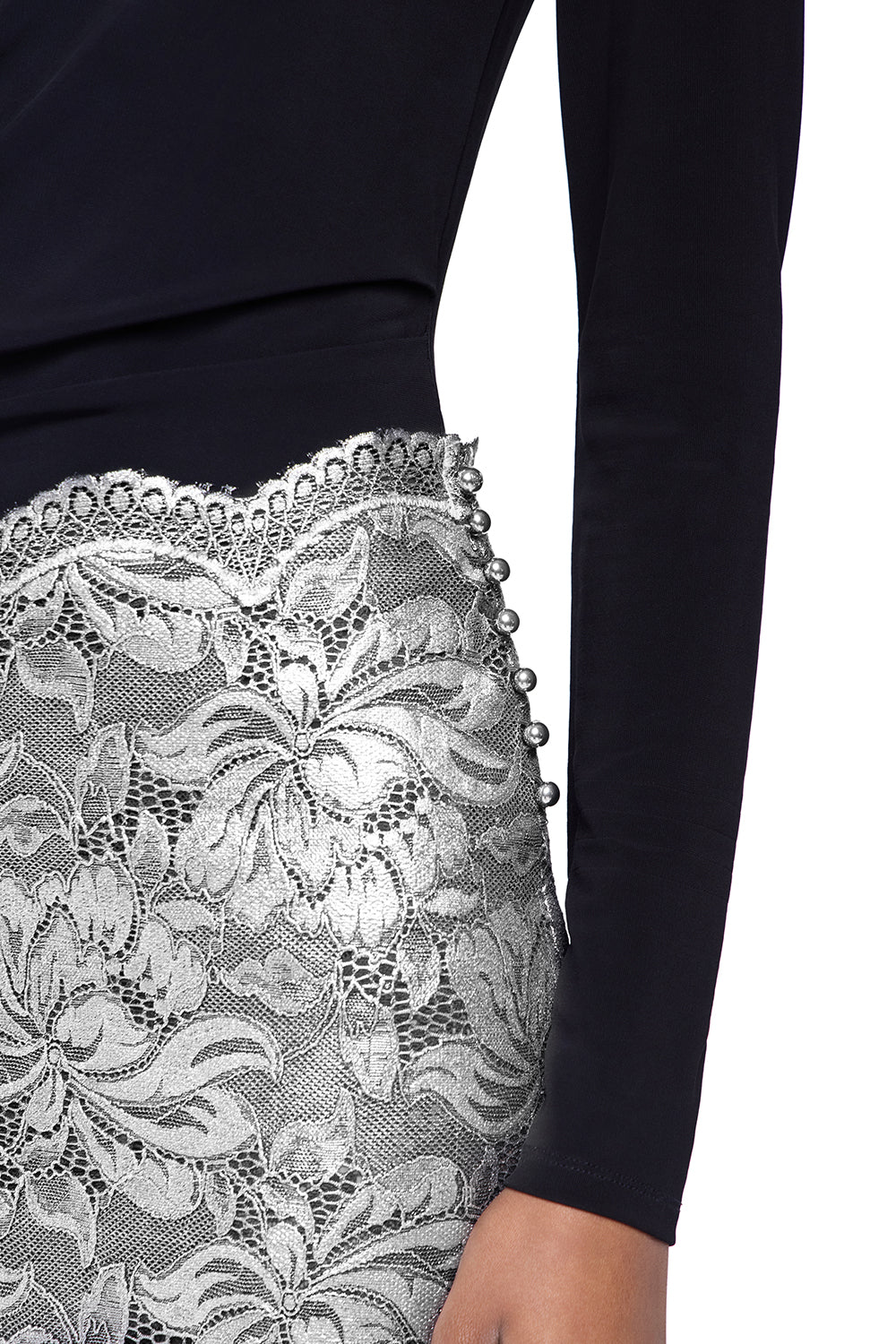 Jupe Midi Skirt-BLACK/SILVER-34-CLOTHINGSKIRTMAXI-RABANNE